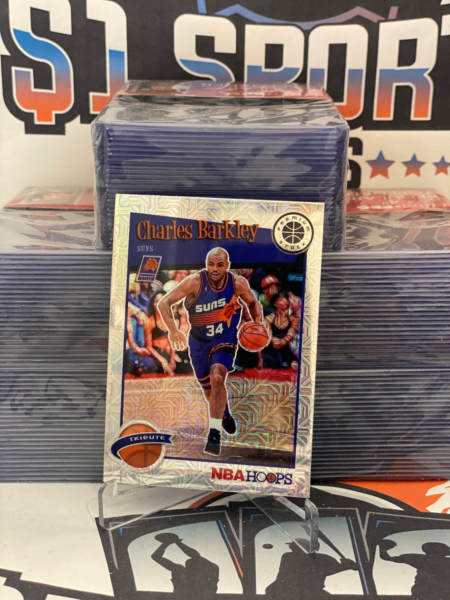 2019 Hoops Premium Stock (Silver Mojo Prizm, Tribute) Charles Barkley #281