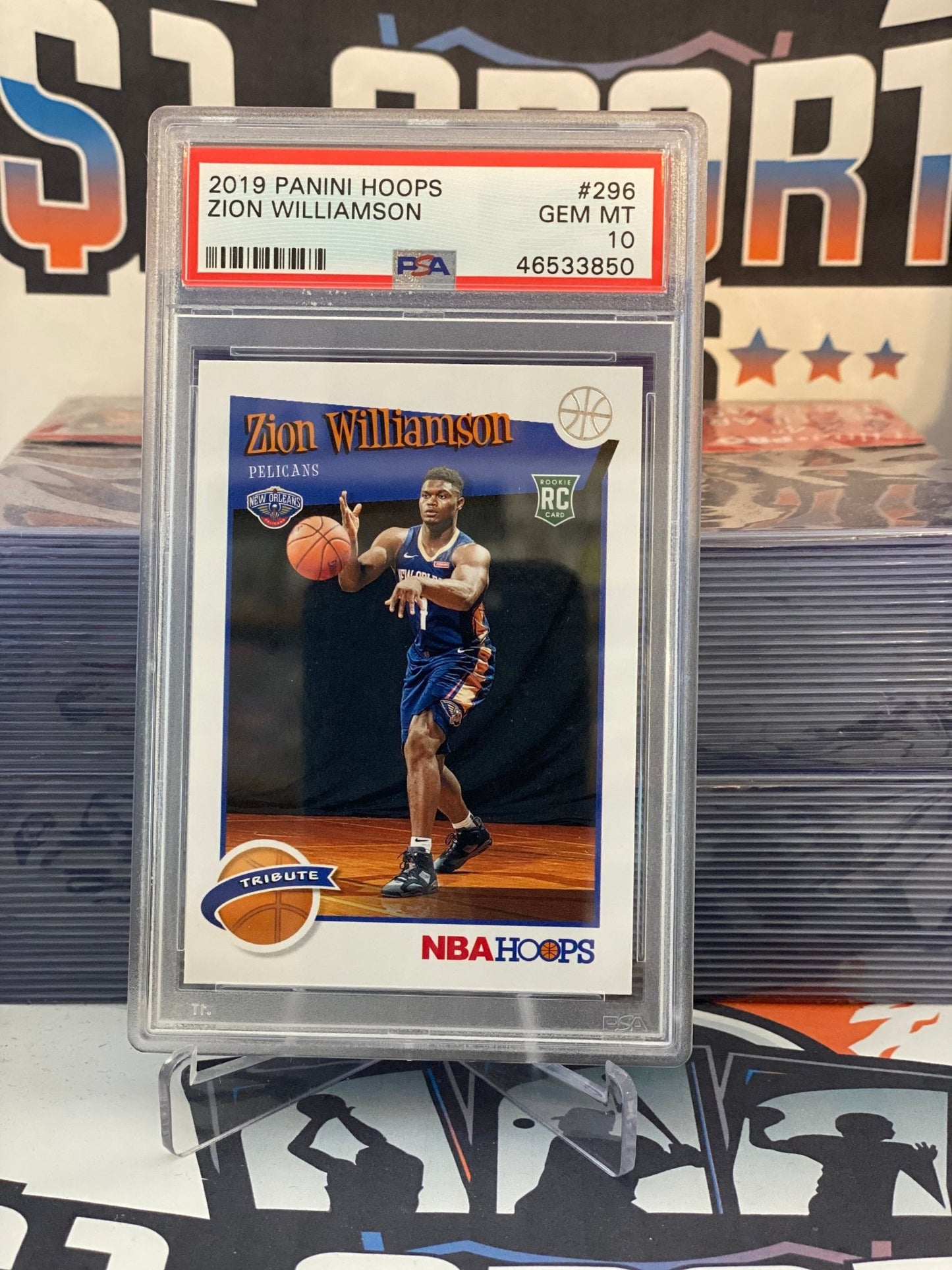2019 NBA Hoops (Tribute) Zion Williamson Rookie #296 - PSA 10