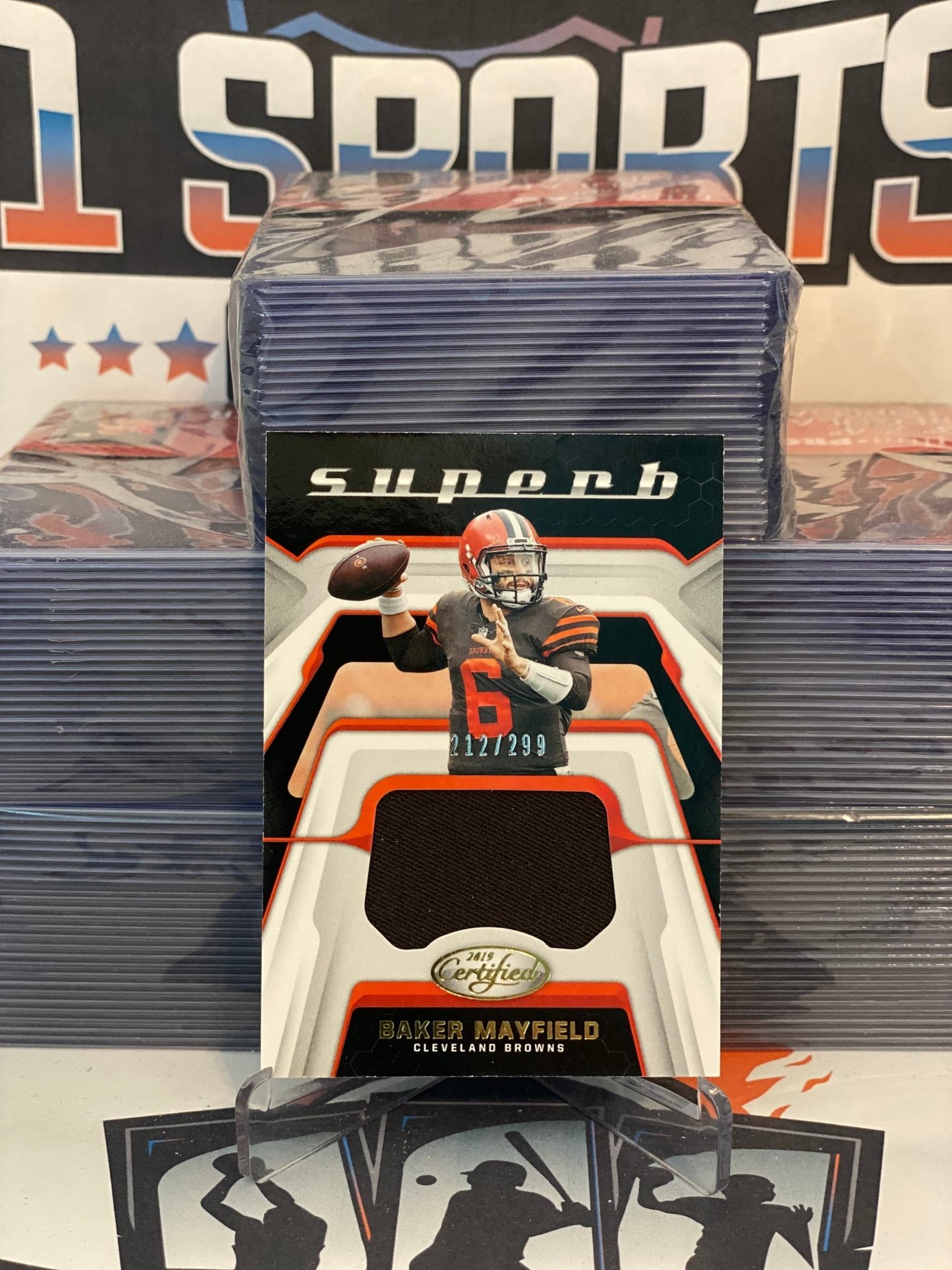 2019 Panini Certified (Superb Relic 212/299) Baker Mayfield #SU-BM