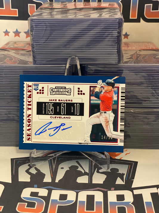 2019 Panini Contenders (Red, Auto 14/50) Jake Bauers Rookie #14