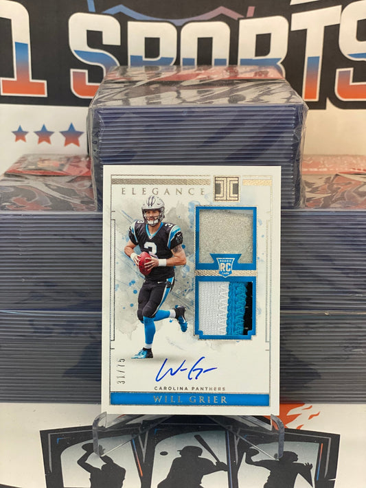 2019 Panini Impeccable (Elegance Rookie Dual Patch Auto Relic 31/75) Will Grier #105
