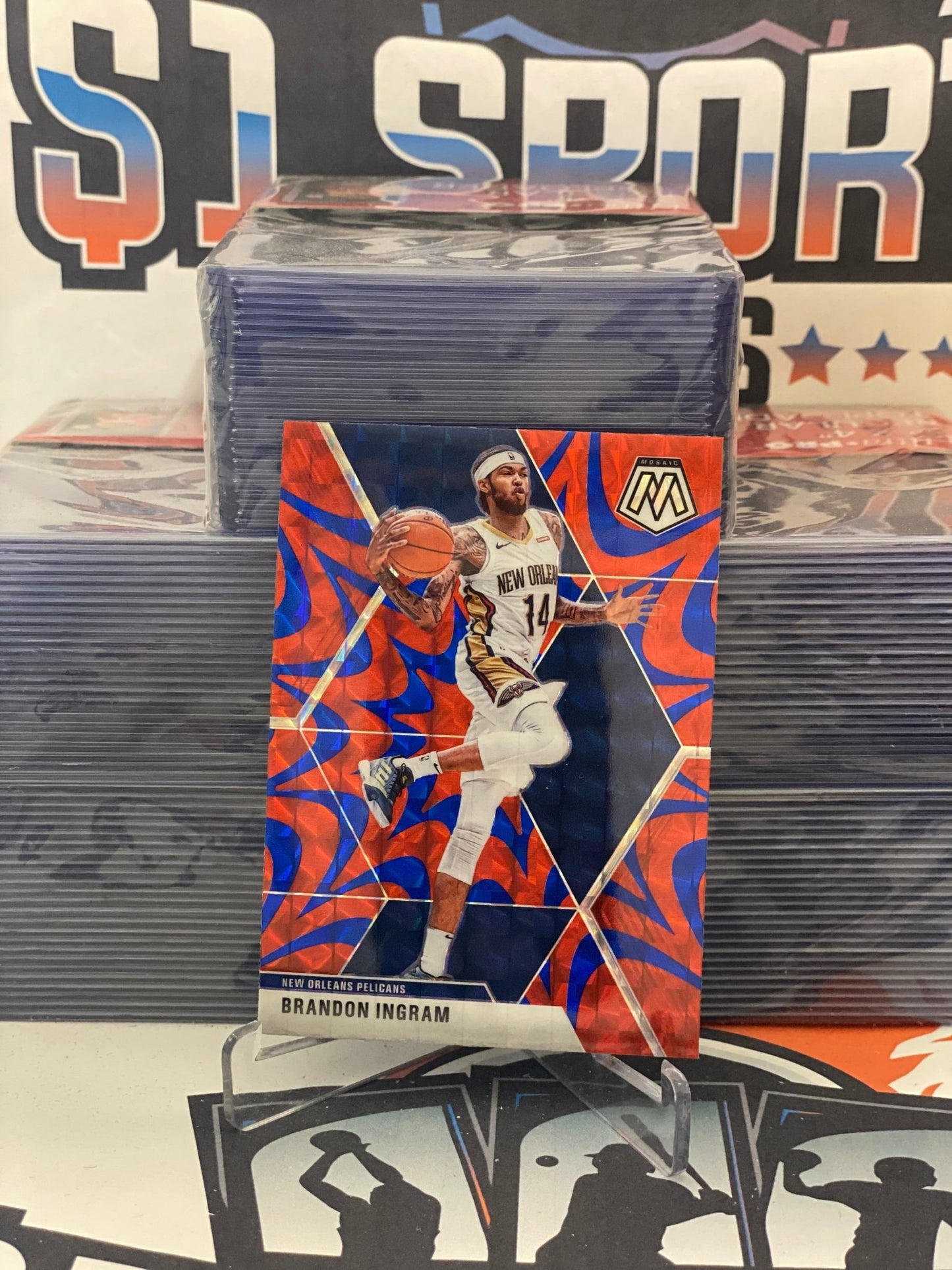 2019 Panini Mosaic (Blue Reactive Prizm) Brandon Ingram #136