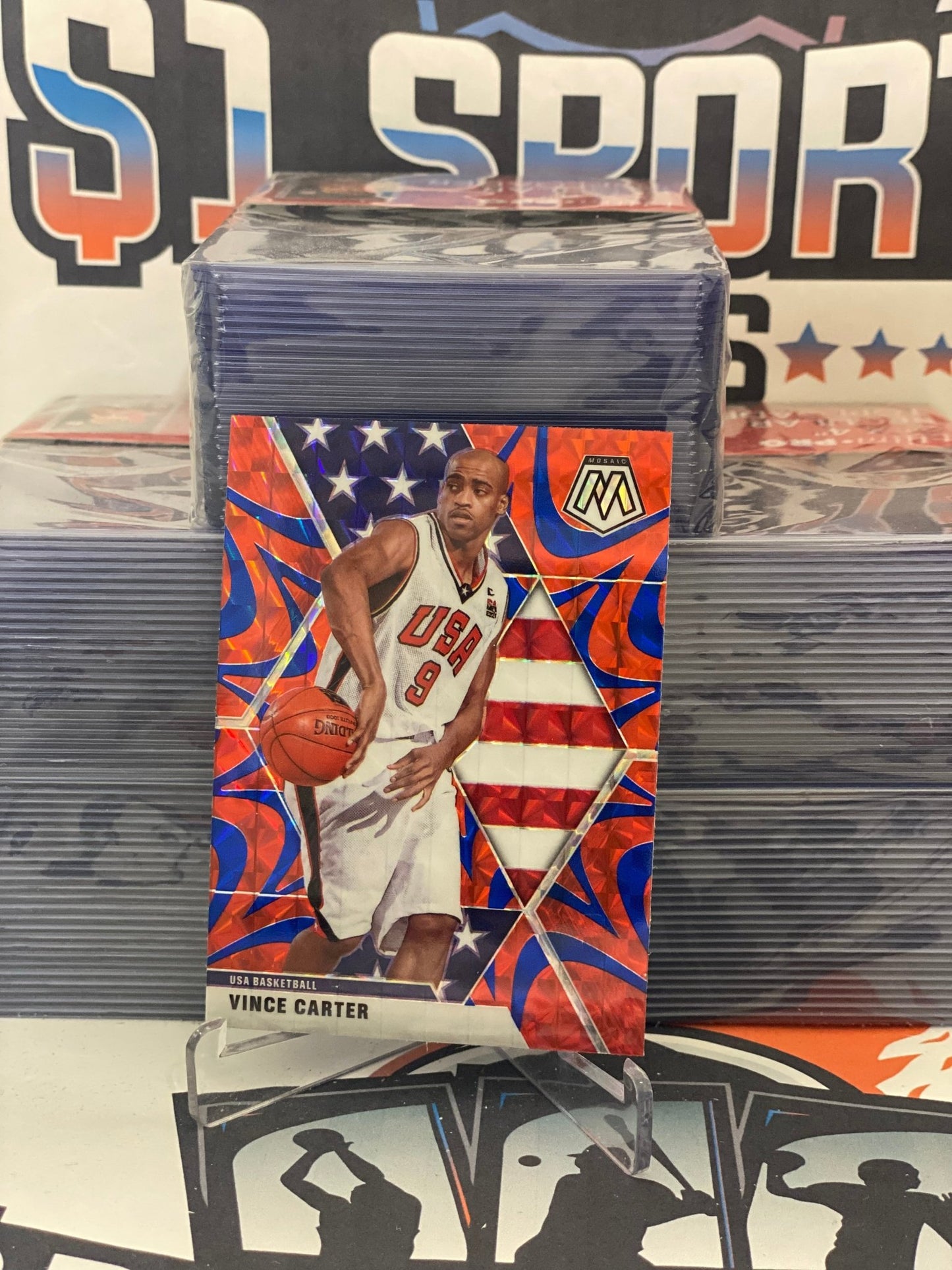 2019 Panini Mosaic (Blue Reactive Prizm, USAB) Vince Carter #258