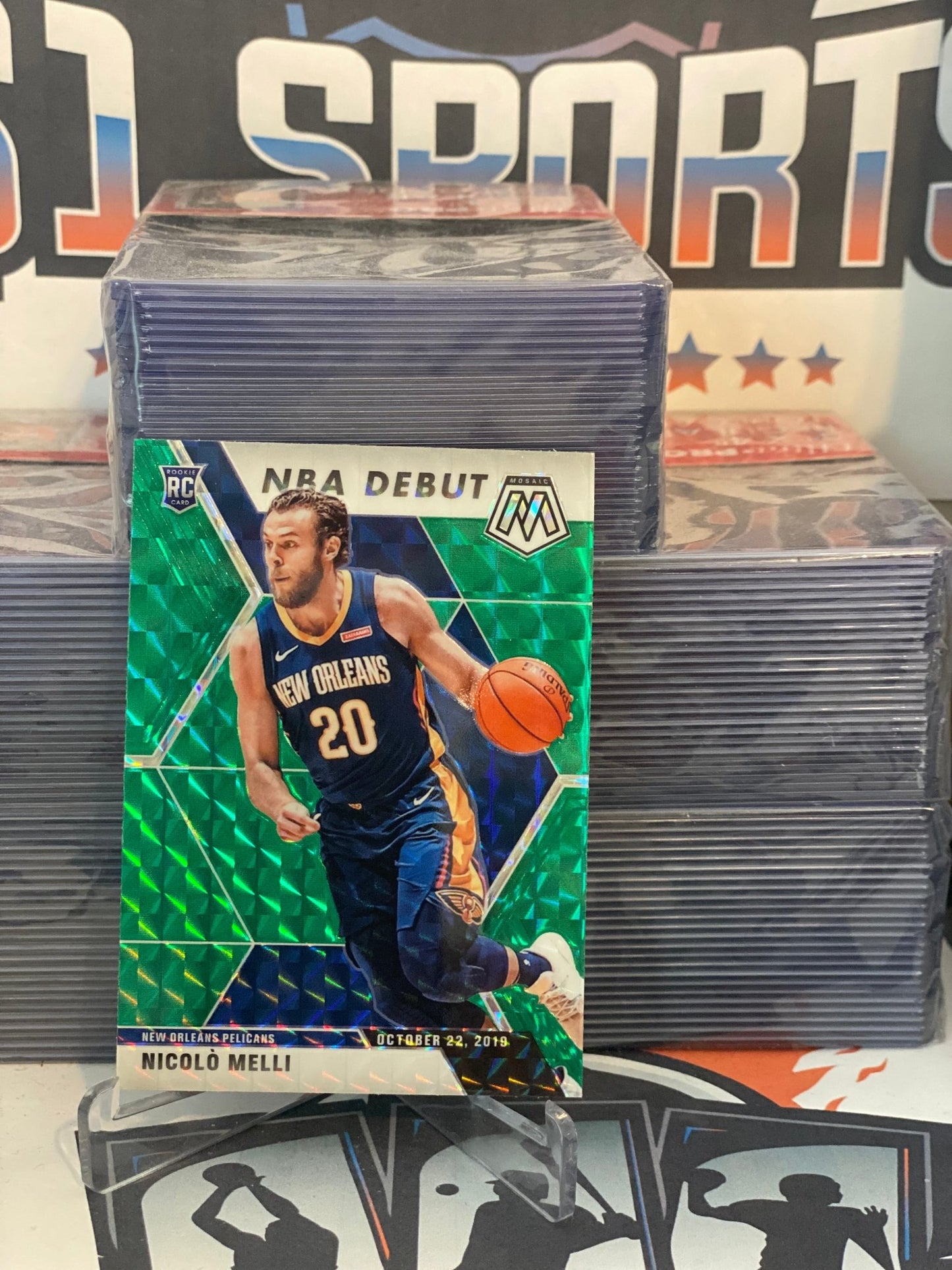 2019 Panini Mosaic (Green Prizm, NBA Debut) Nicolo Melli Rookie #279