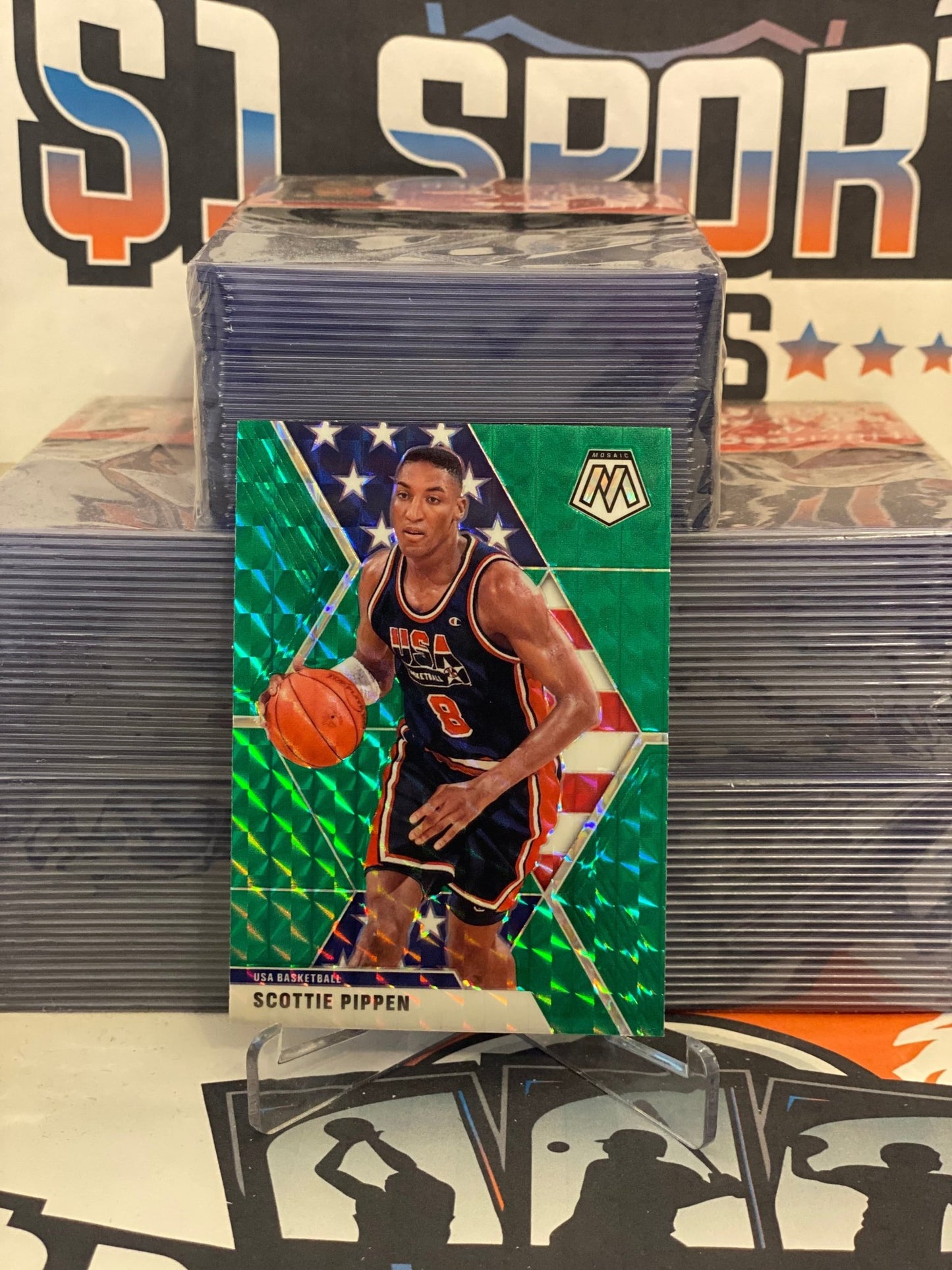 2019 Panini Mosaic (Green Prizm, USAB) Scottie Pippen #256