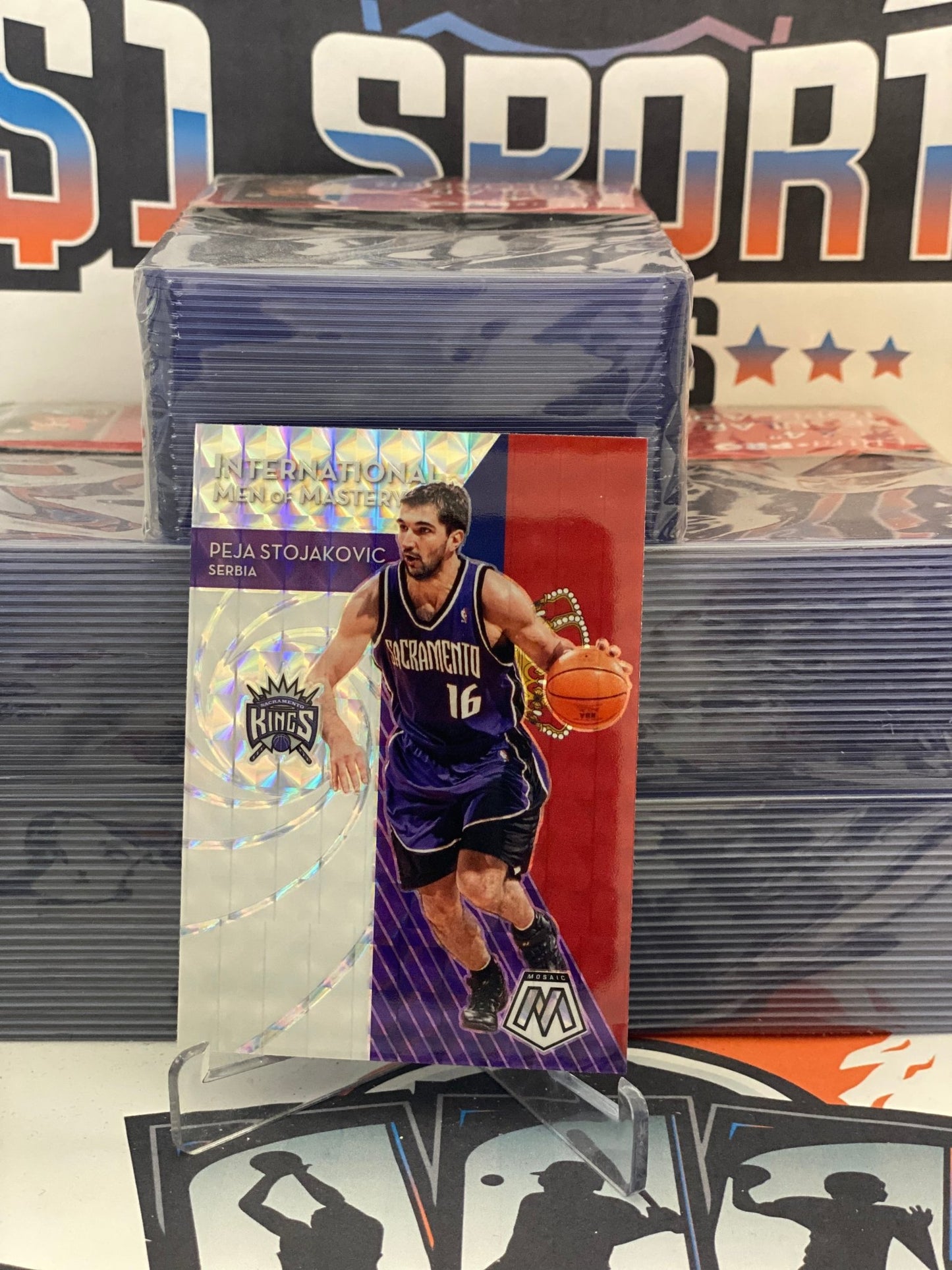 2019 Panini Mosaic (Mosaic Prizm, International Men of Mastery) Peja Stojakovic #2