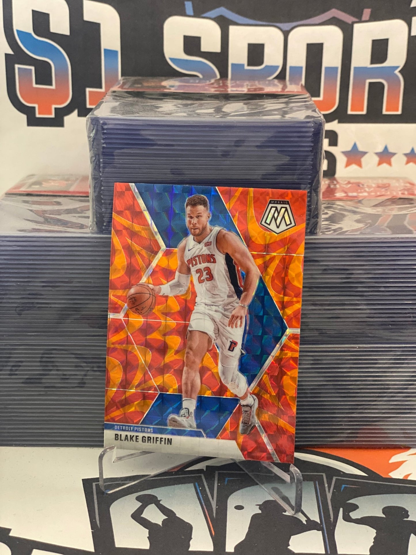 2019 Panini Mosaic (Orange Reactive Prizm) Blake Griffin #37