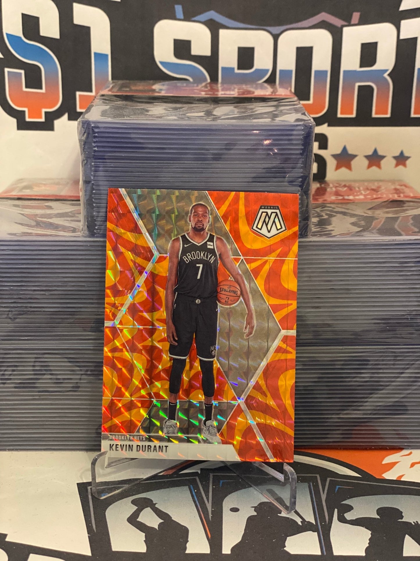 2019 Panini Mosaic (Orange Reactive Prizm) Kevin Durant #1
