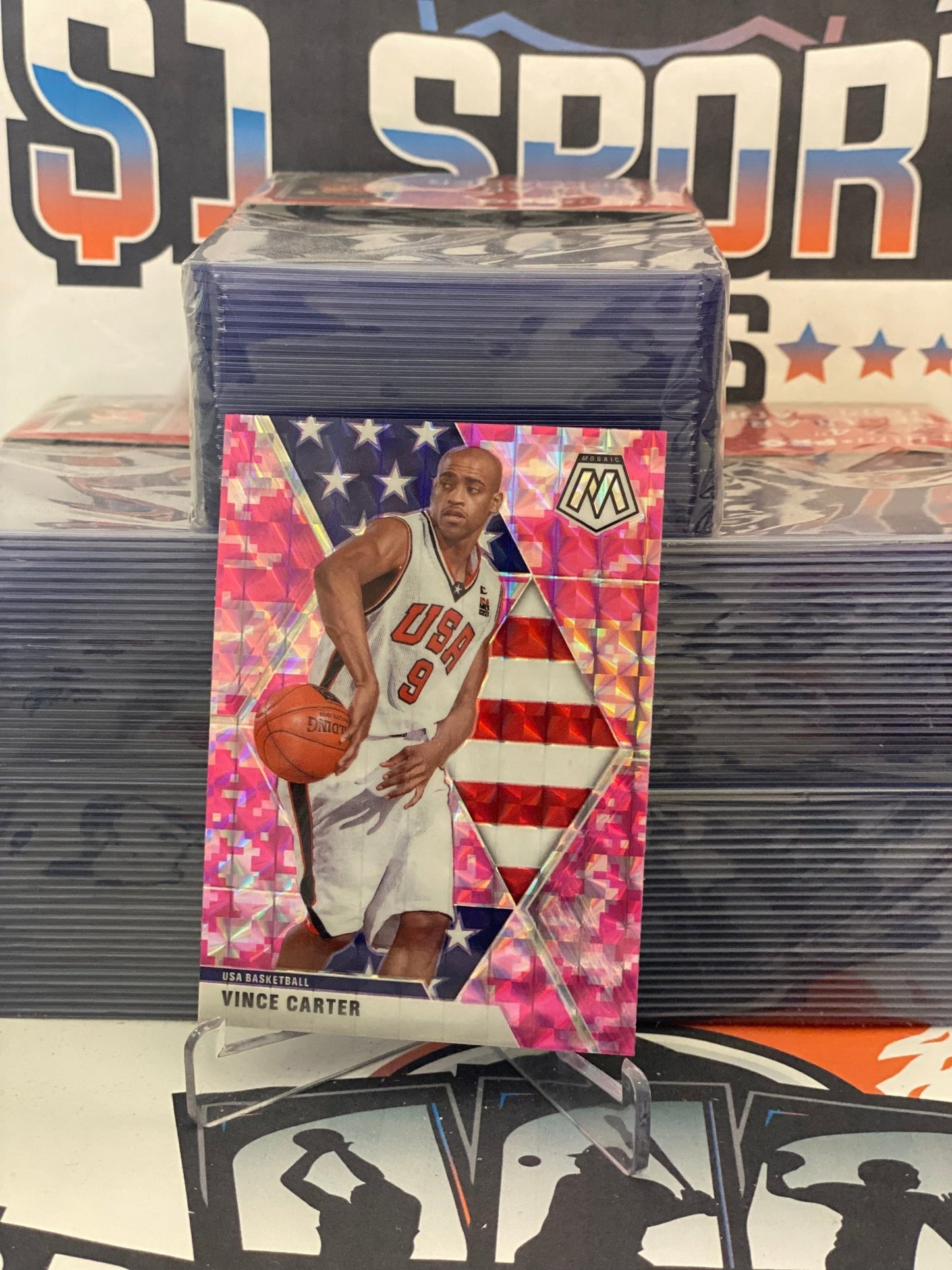 2019 Panini Mosaic (Pink Camo Prizm, USAB) Vince Carter #258