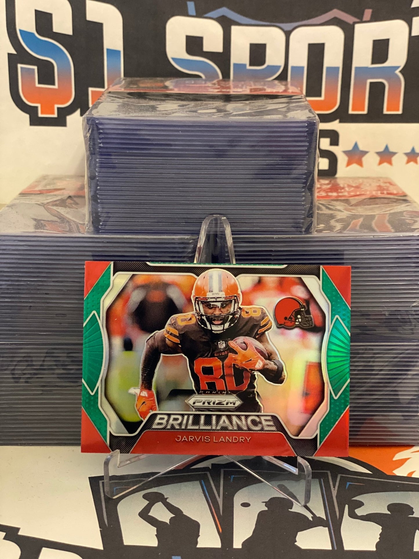 2019 Panini Prizm (Green Prizm, Brilliance) Jarvis Landry #B-JL