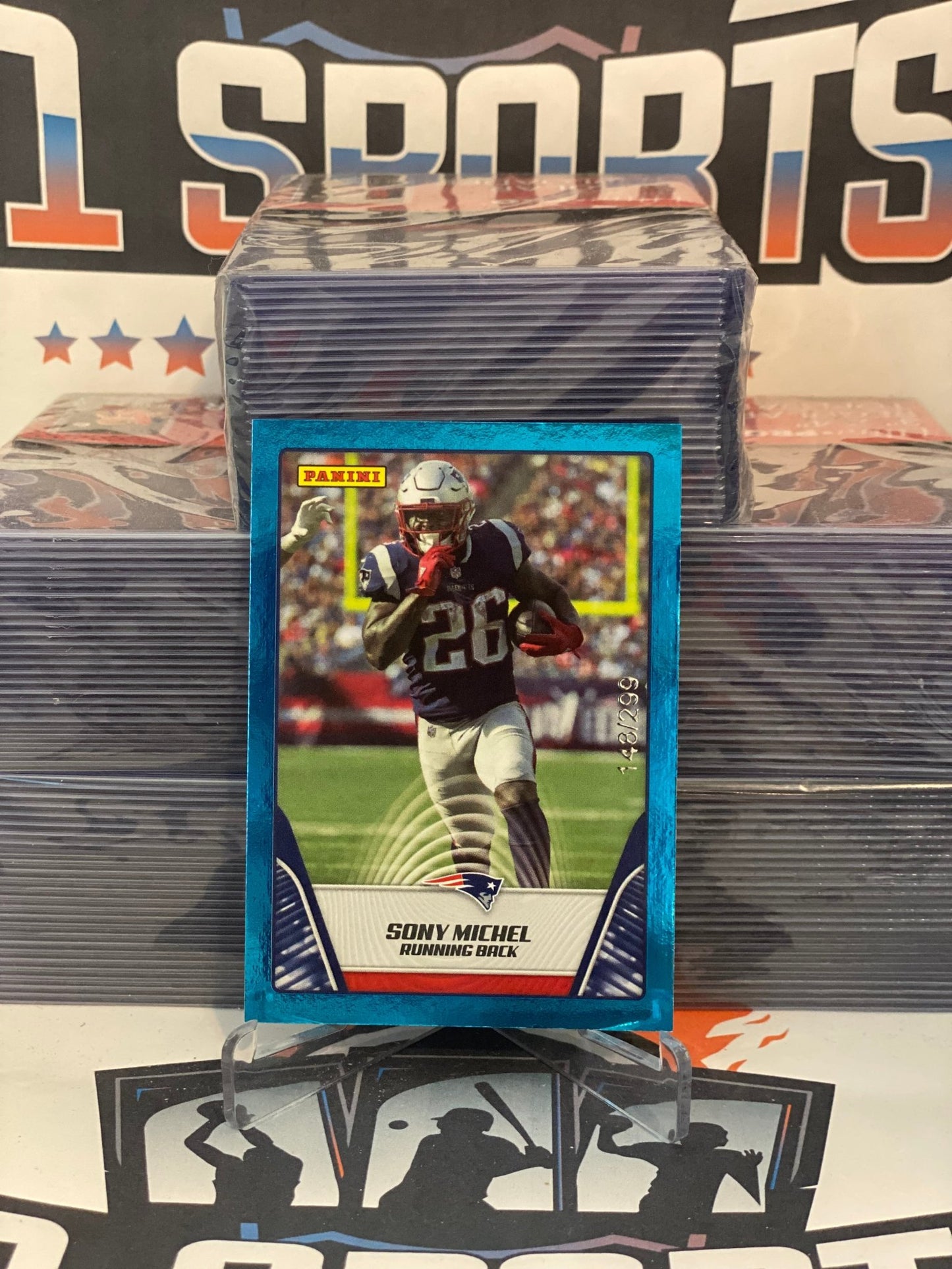 2019 Panini Stickers (Blue 149/299) Sony Michel #15