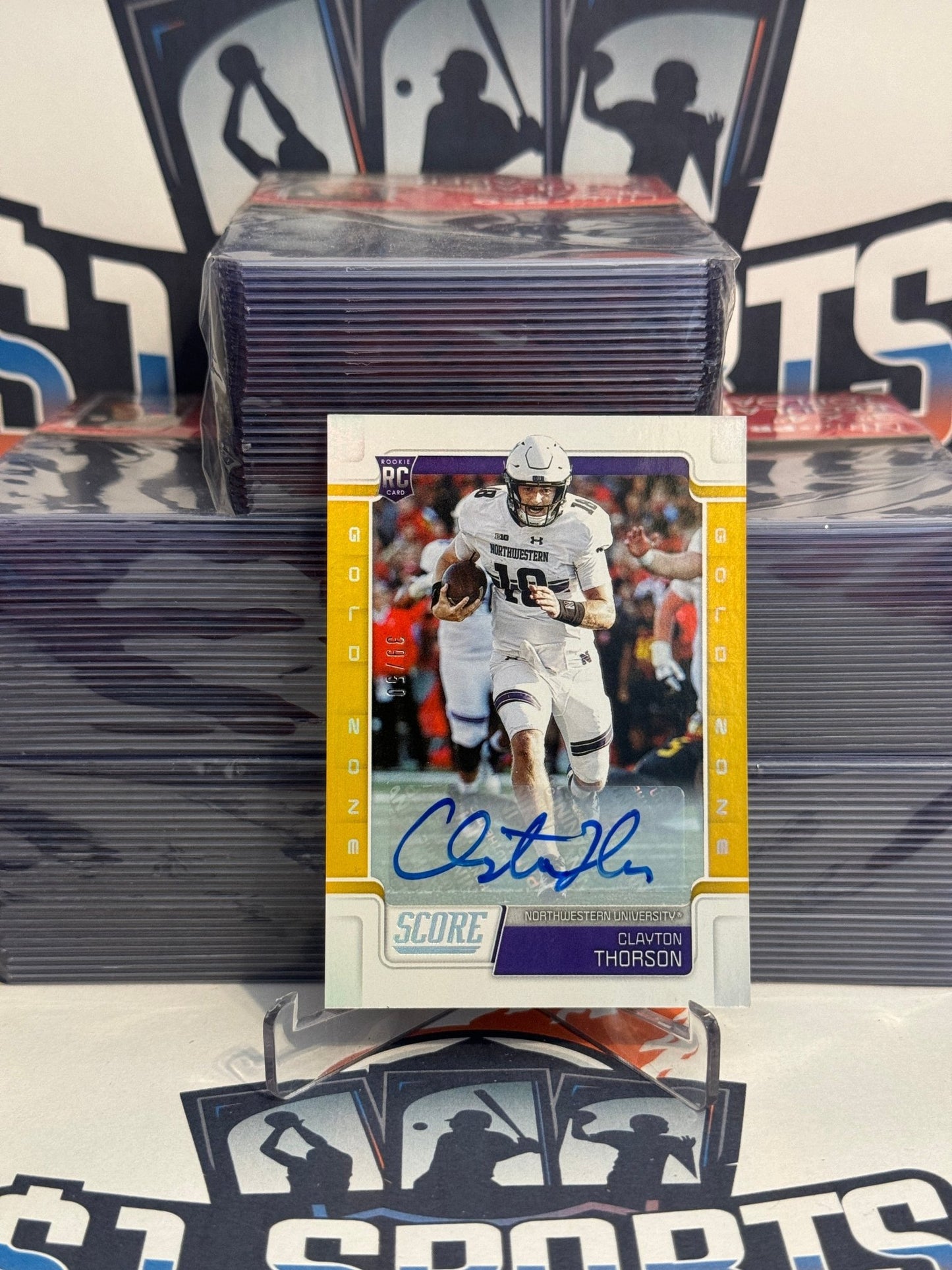 2019 Score (Gold Zone Auto 39/50) Clayton Thorson Rookie #411