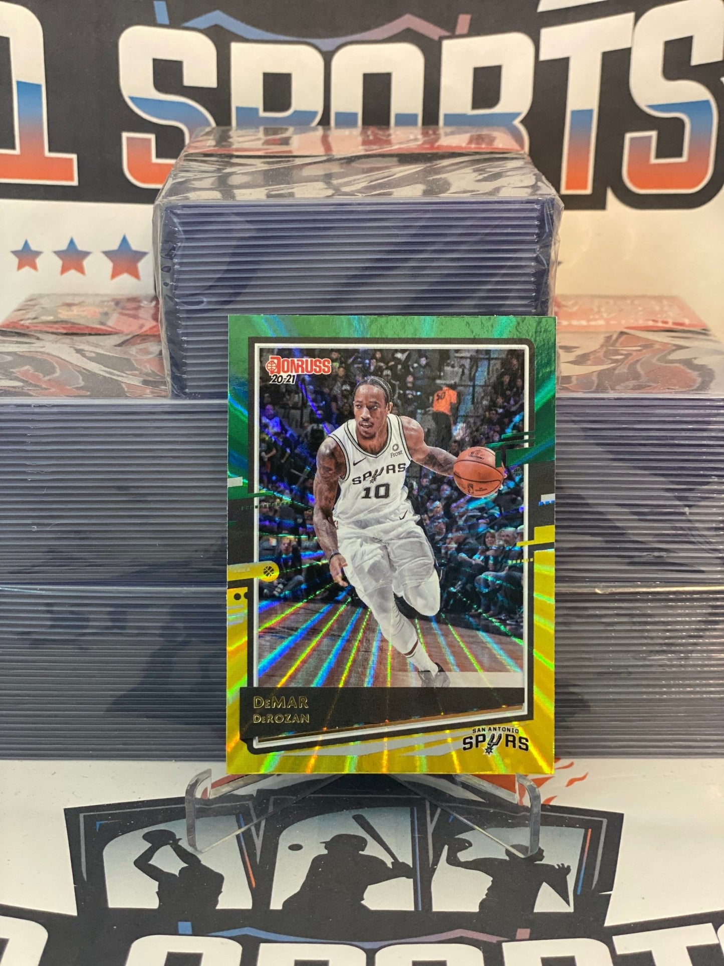2020 Donruss (Yellow Green Laser) DeMar DeRozan #10