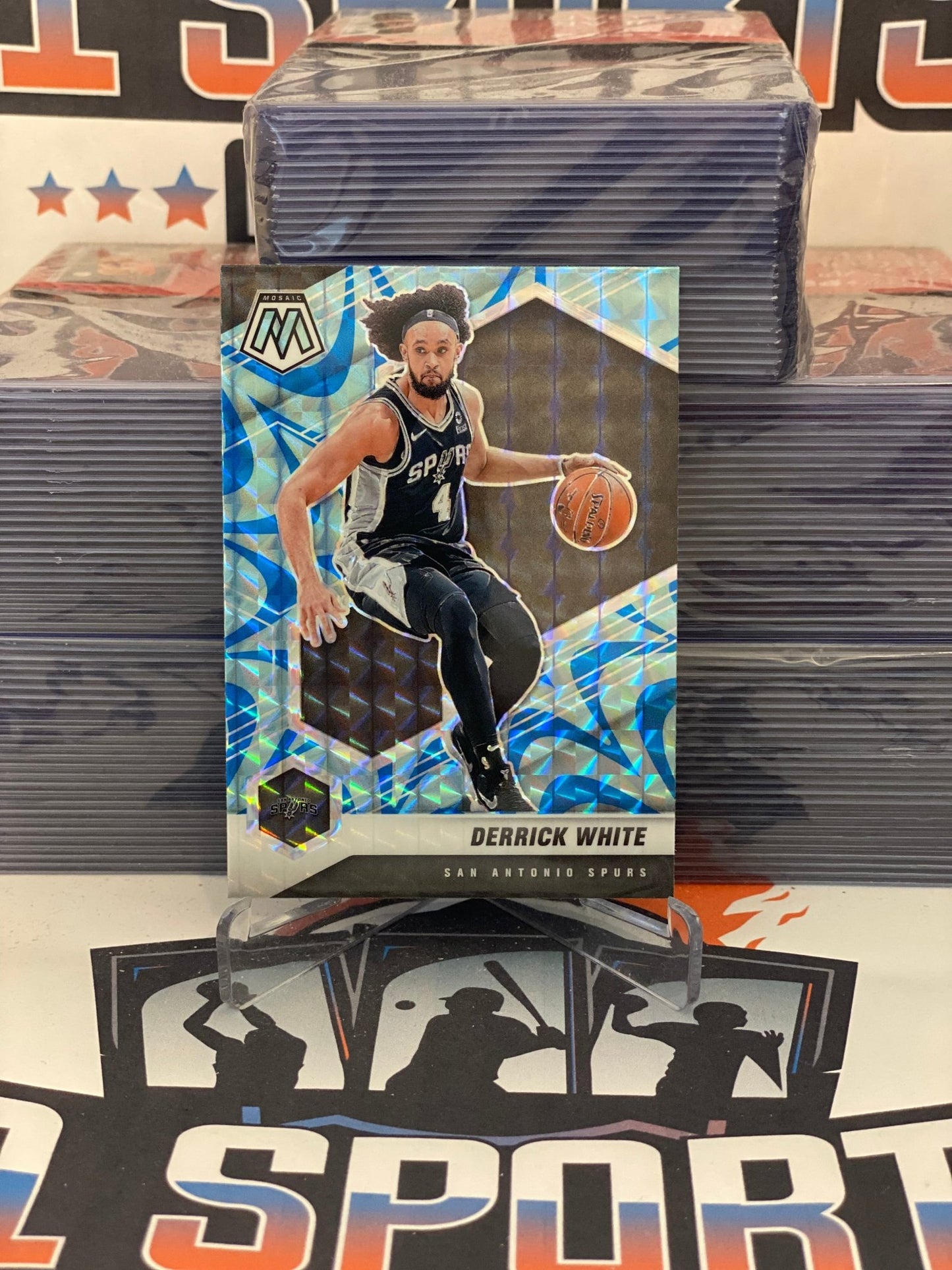 2020 Panini Mosaic (Blue Reactive Prizm) Derrick White #63