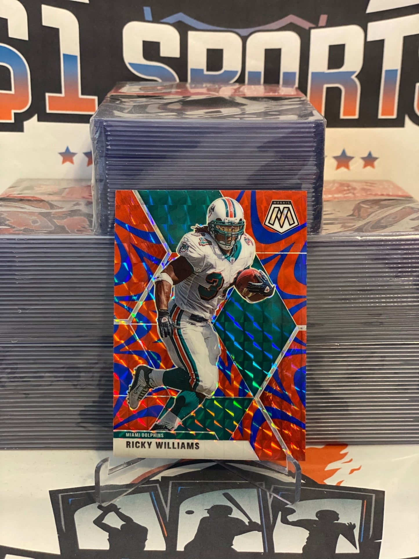 2020 Panini Mosaic (Blue Reactive Prizm) Ricky Williams #124