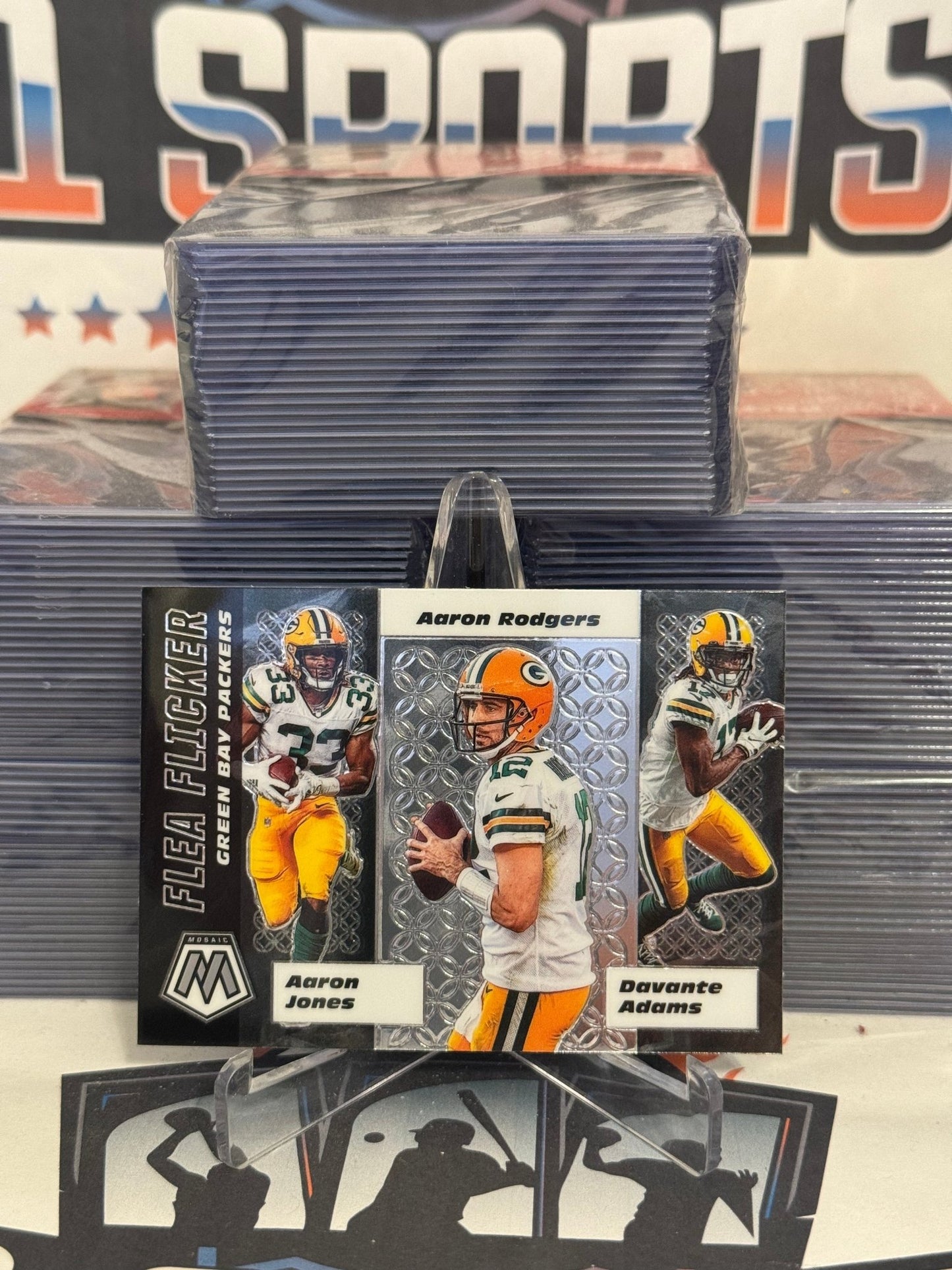 2020 Panini Mosaic (Flea Flicker) Aaron Rodgers, Aaron Jones, DaVante Adams #FF8