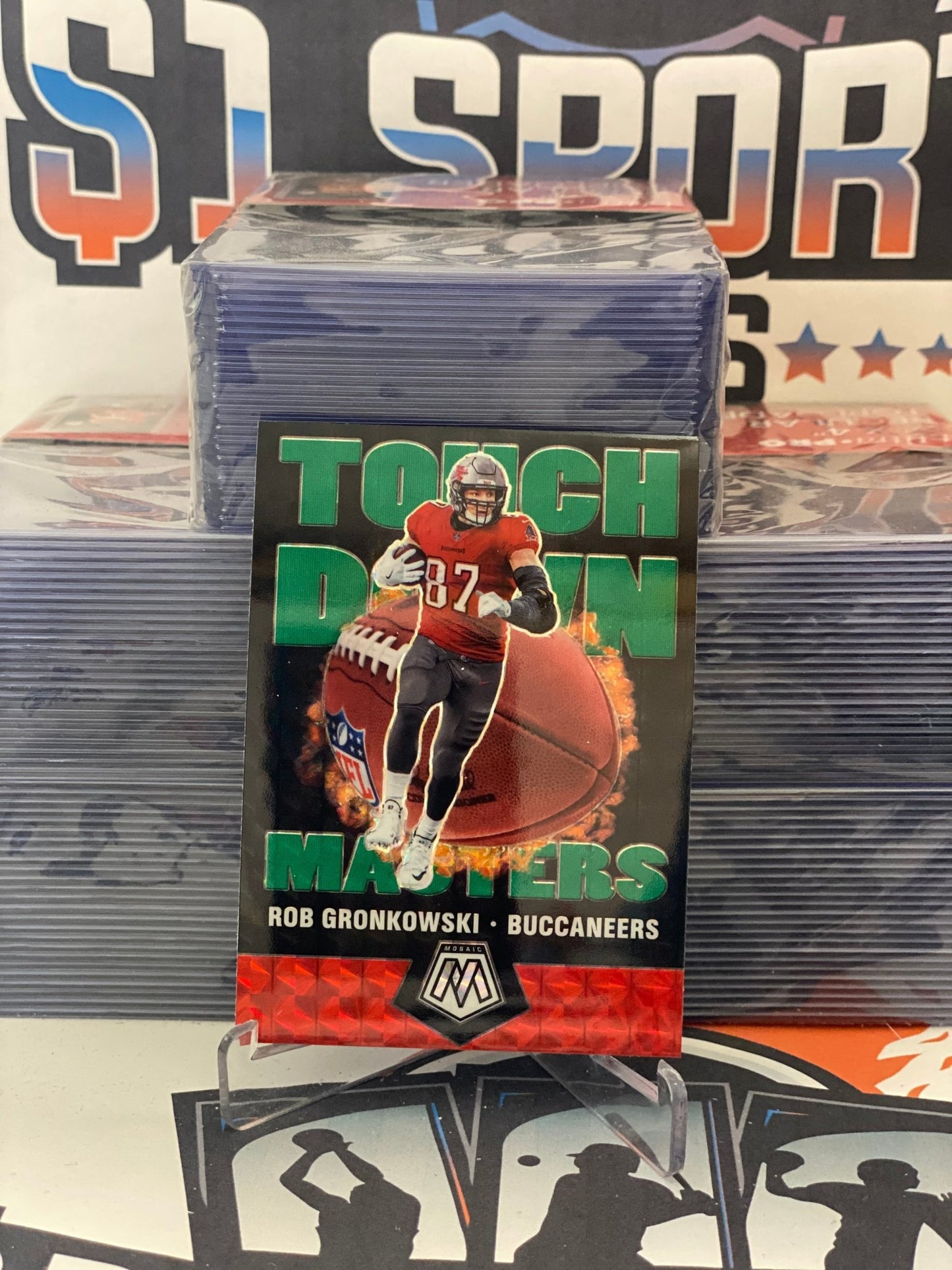 2020 Panini Mosaic (Green Prizm, Touchdown Masters) Rob Gronkowski #TM9