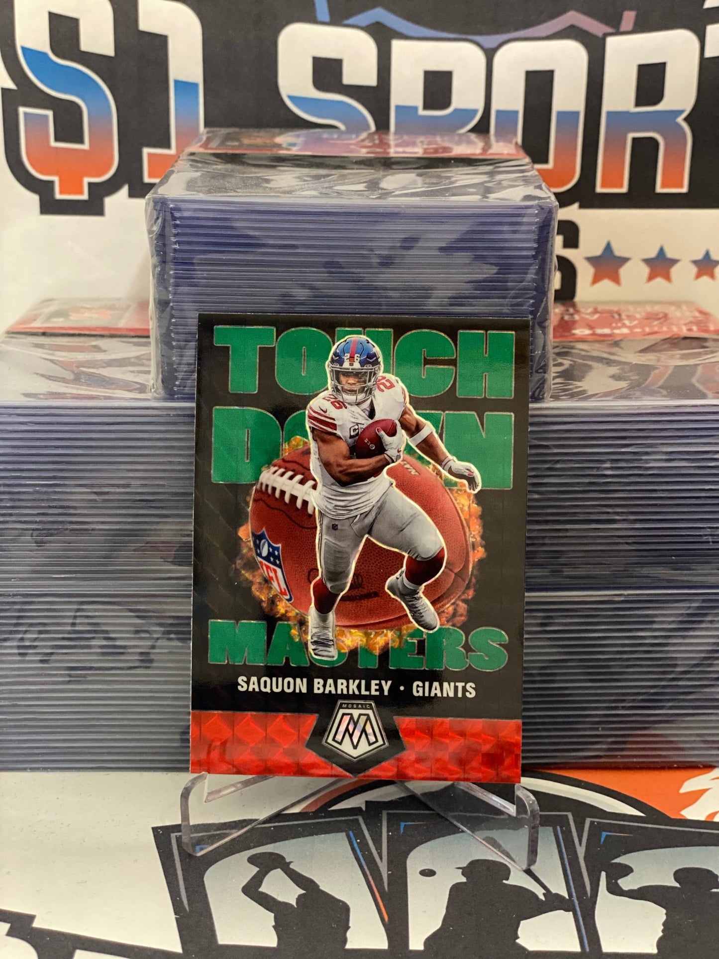 2020 Panini Mosaic (Green Prizm, Touchdown Masters) Saquon Barkley #TM6