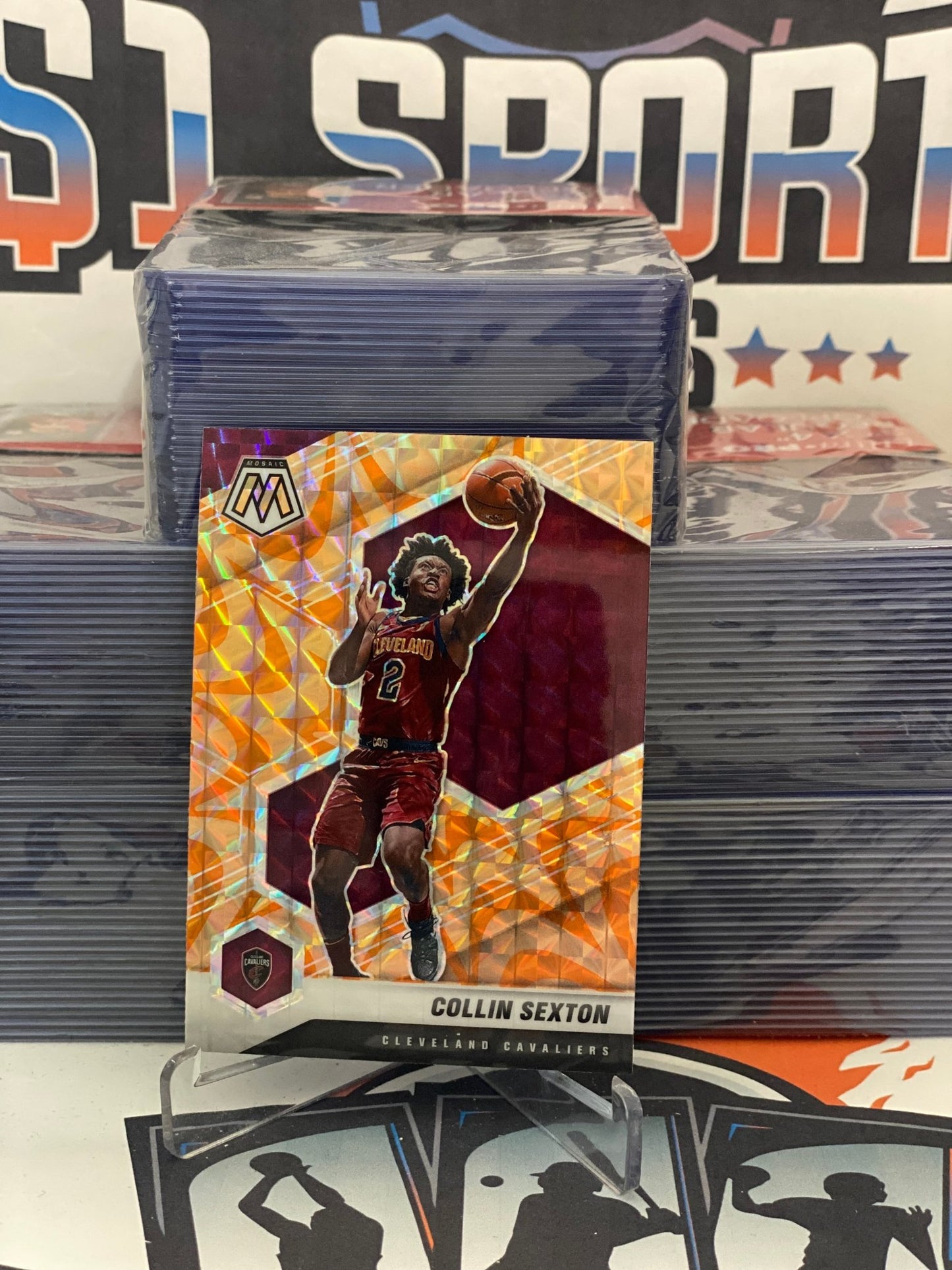 2020 Panini Mosaic (Orange Reactive Prizm) Collin Sexton #85