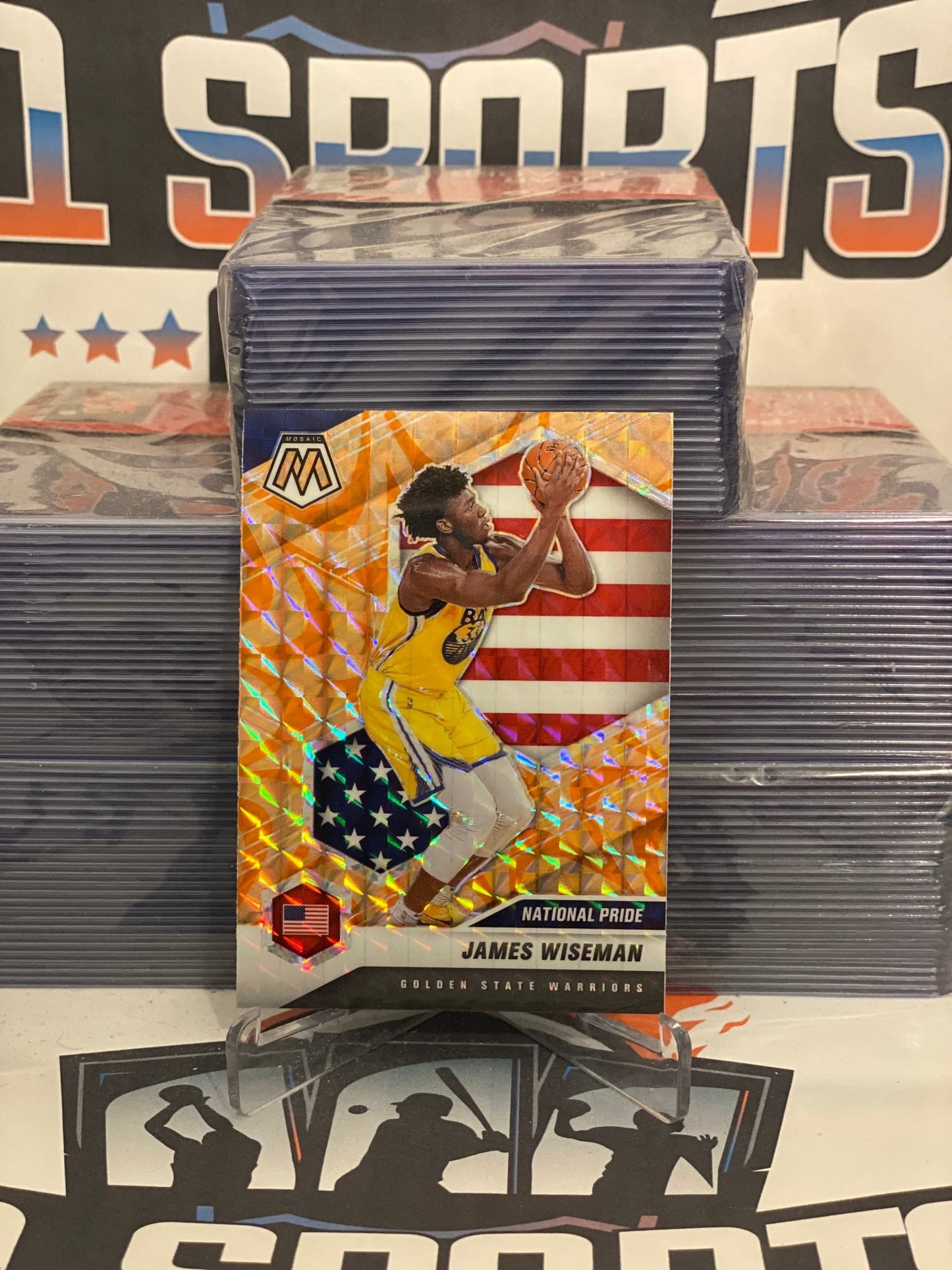 2020 Panini Mosaic (Orange Reactive Prizm, National Pride) James Wiseman Rookie #260