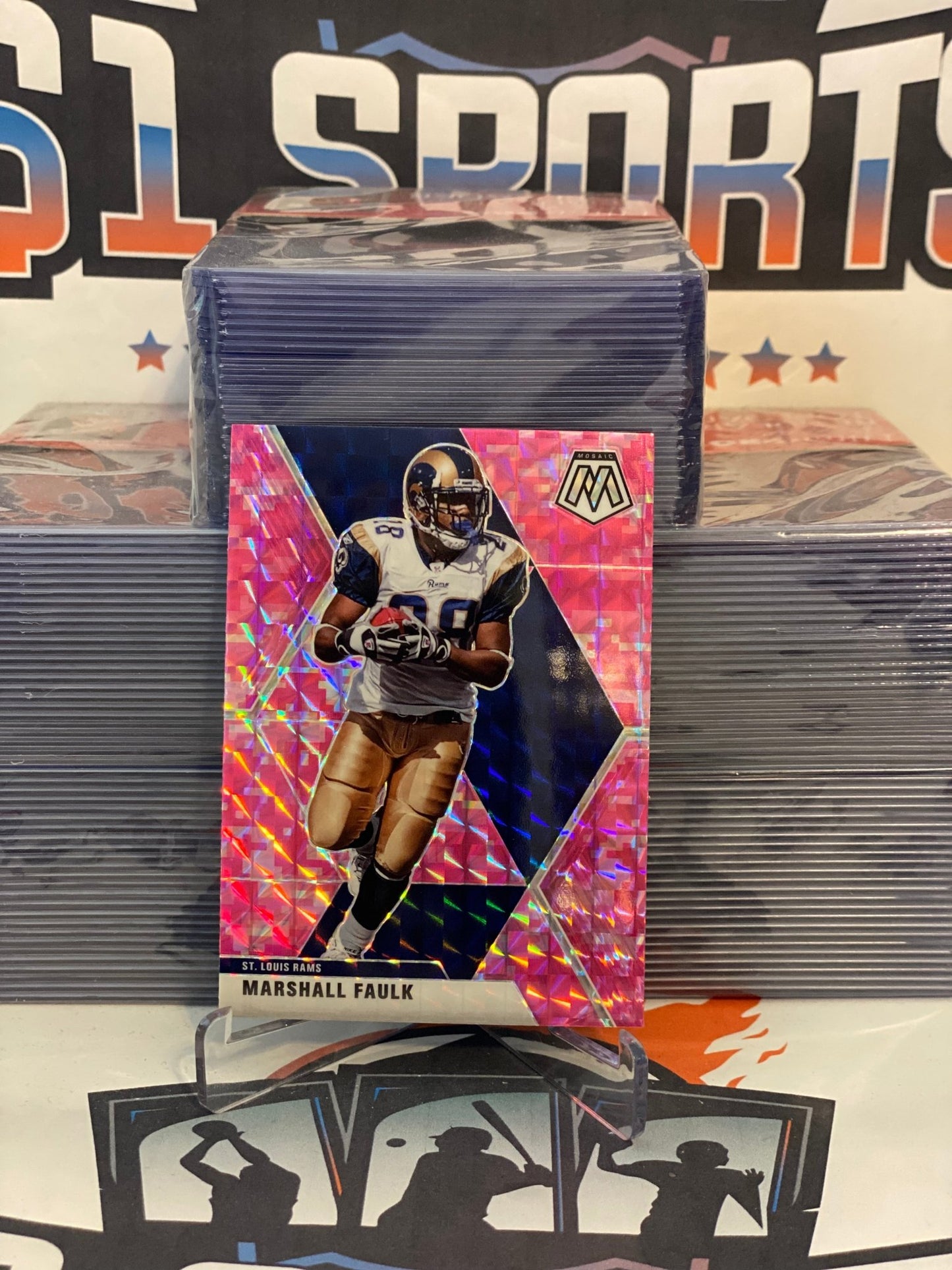 2020 Panini Mosaic (Pink Camo Prizm) Marshall Faulk #121