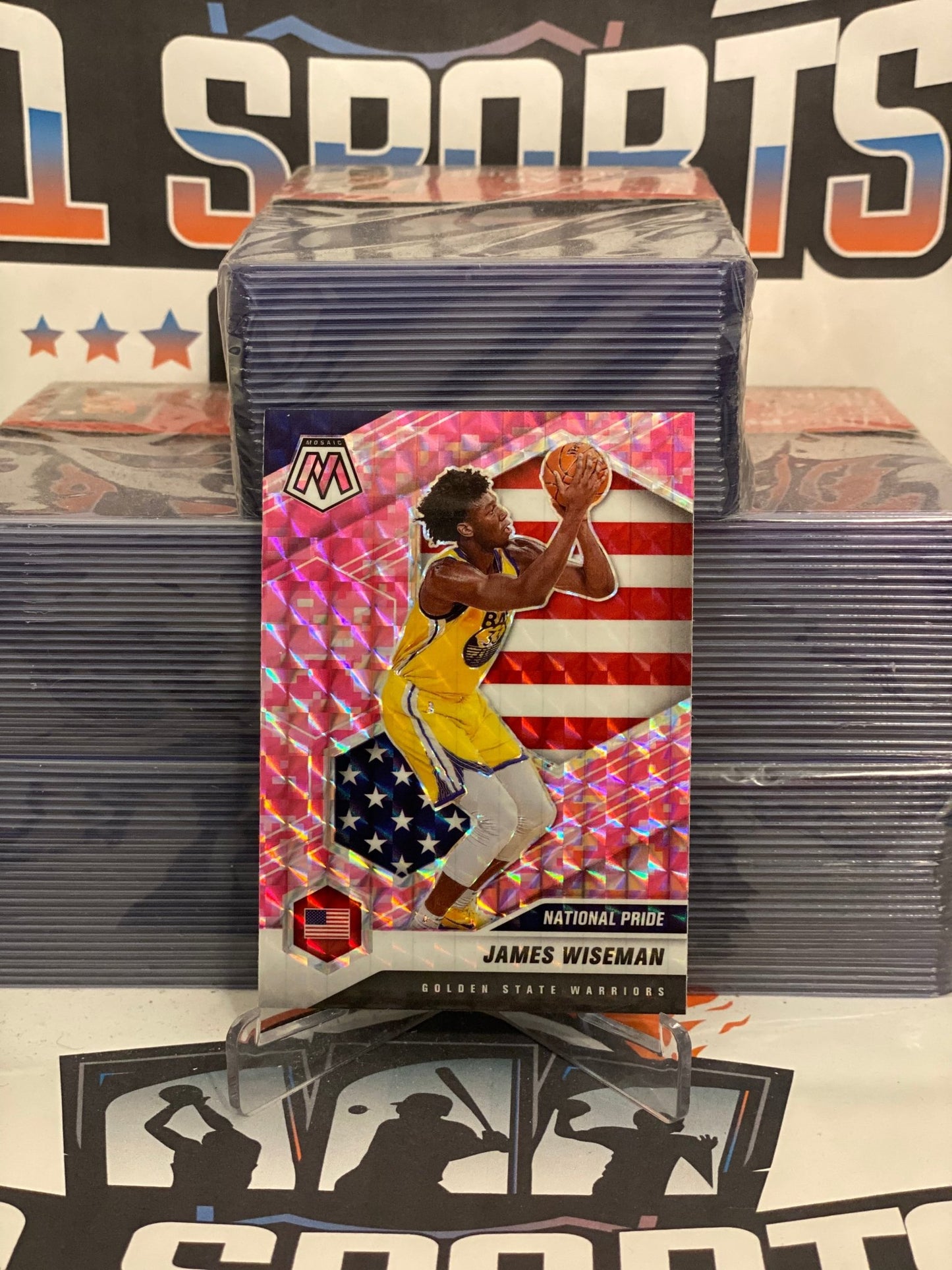 2020 Panini Mosaic (Pink Camo Prizm, National Pride) James Wiseman Rookie #260
