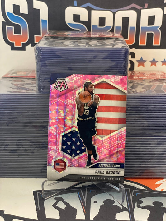 2020 Panini Mosaic (Pink Camo Prizm, National Pride) Paul George #255