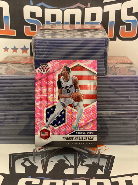 2020 Panini Mosaic (Pink Camo Prizm, National Pride) Tyrese Haliburton Rookie #258