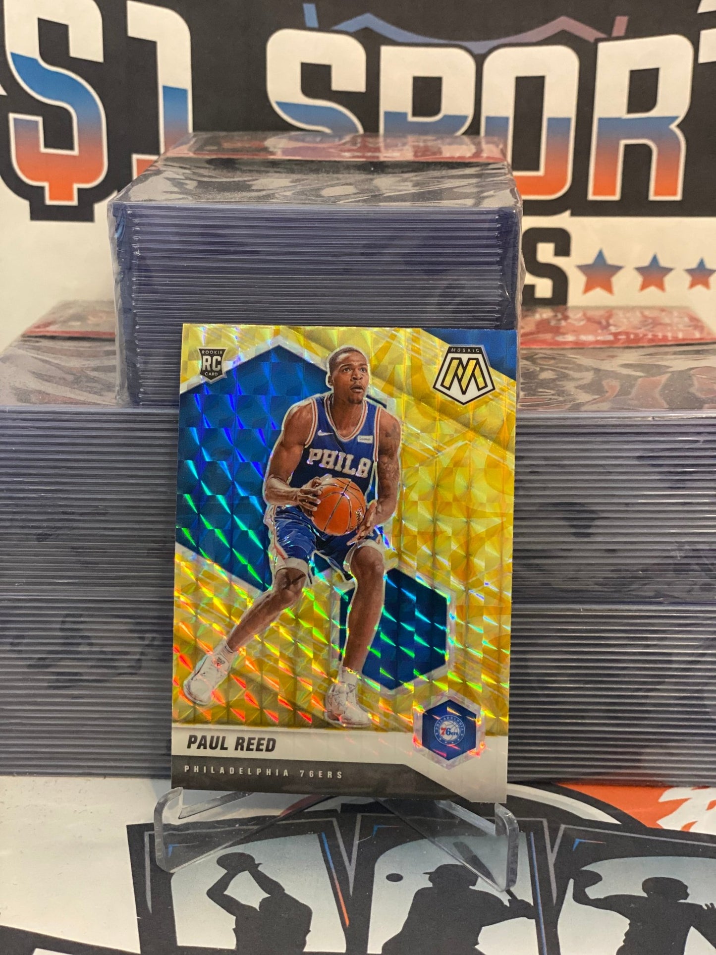 2020 Panini Mosaic (Yellow Reactive Prizm) Paul Reed Rookie #245