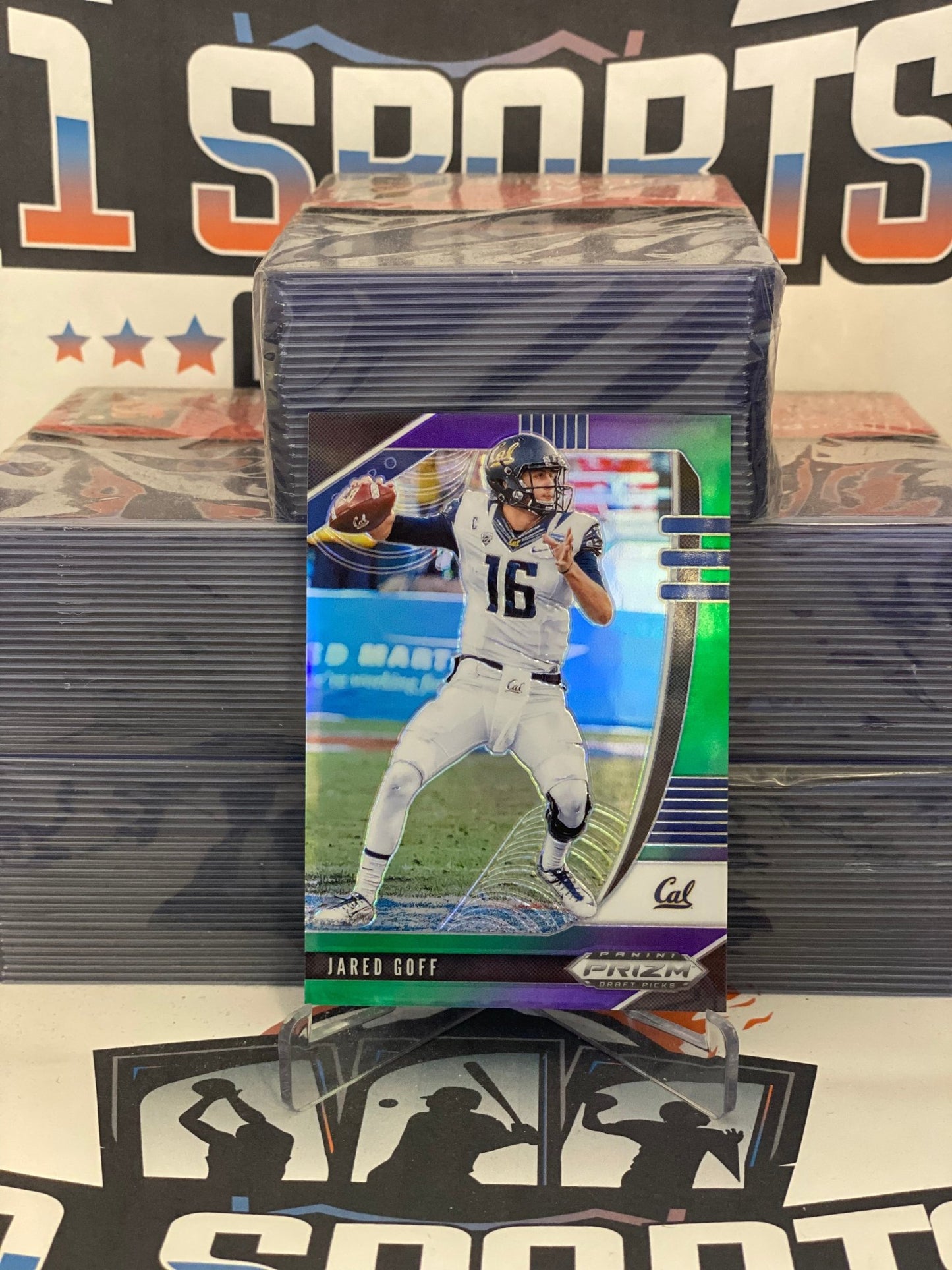 2020 Panini Prizm Draft Picks (Green Purple Prizm 152/199) Jared Goff #48