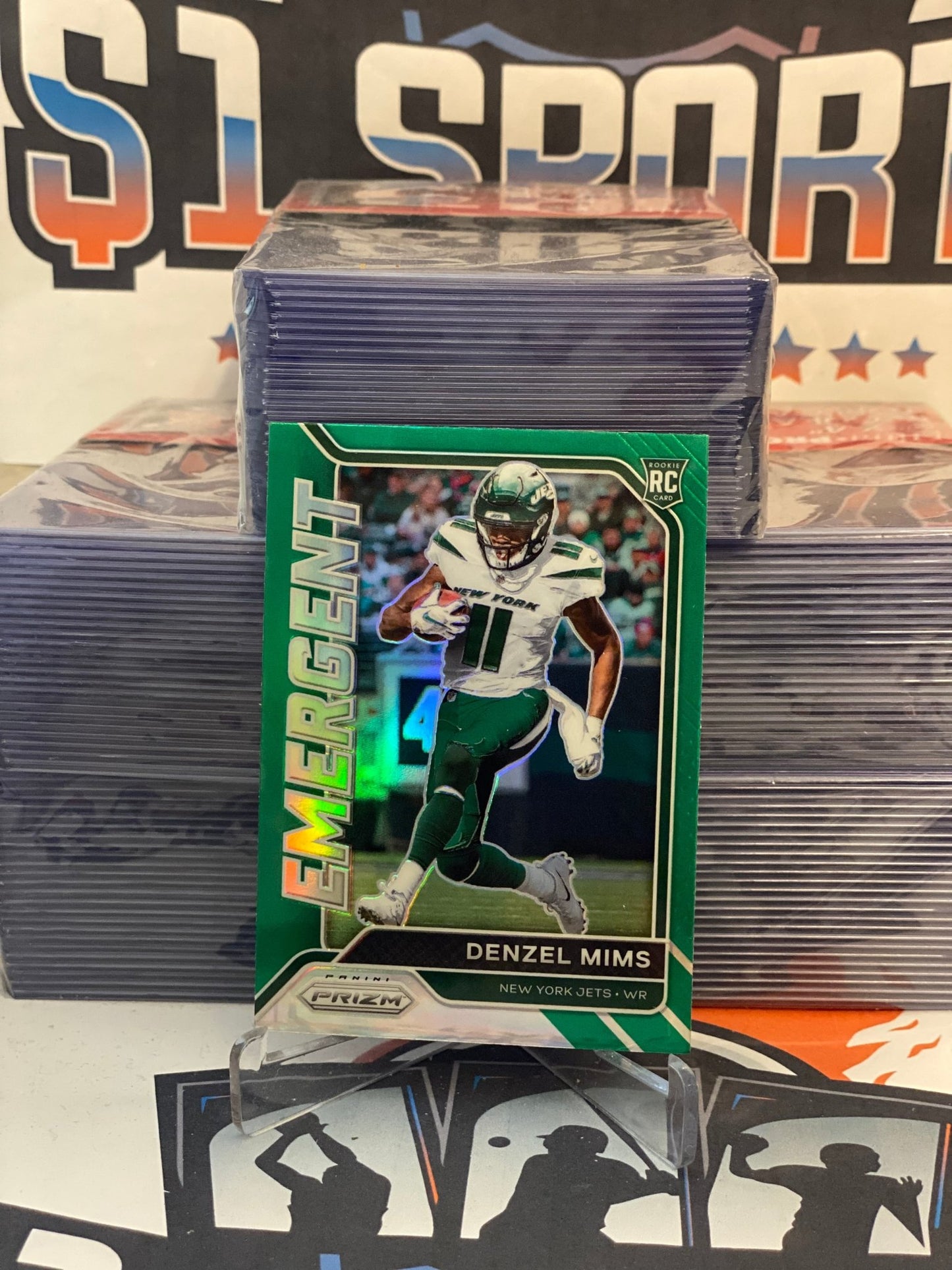 2020 Panini Prizm (Green Prizm, Emergent) Denzel Mims Rookie #20