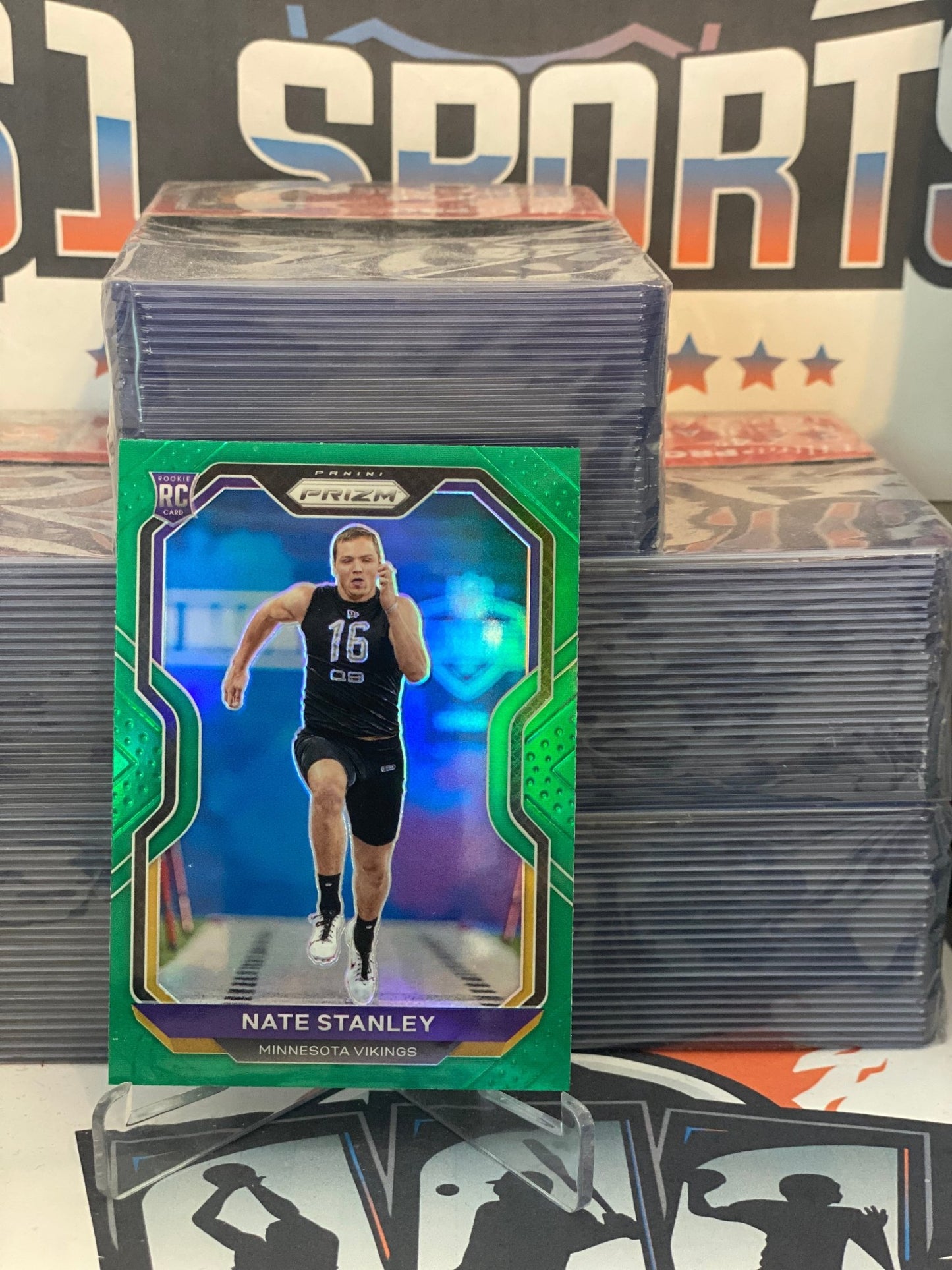 2020 Panini Prizm (Green Prizm) Nate Stanley Rookie #400