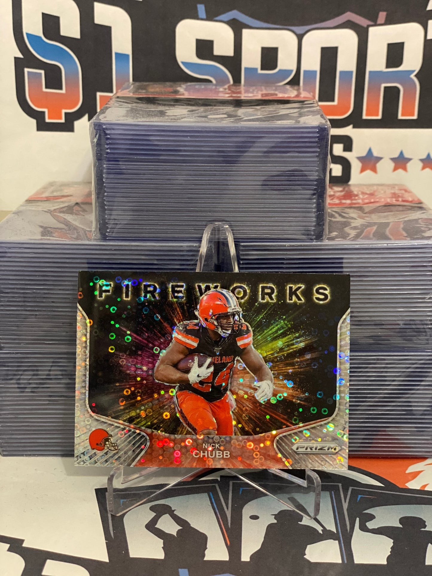 2020 Panini Prizm (No Huddle Prizm, Fireworks) Nick Chubb #9