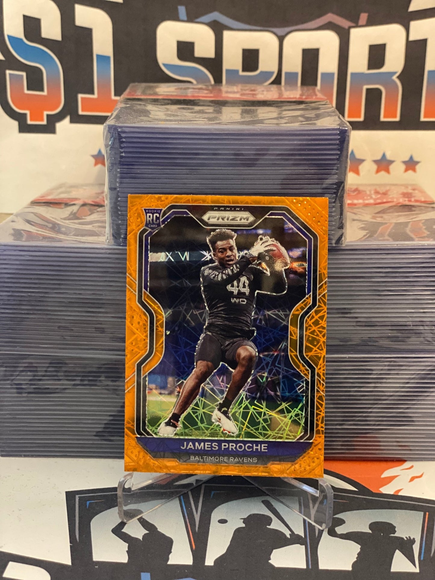 2020 Panini Prizm (Orange Laser Prizm) James Proche Rookie #382