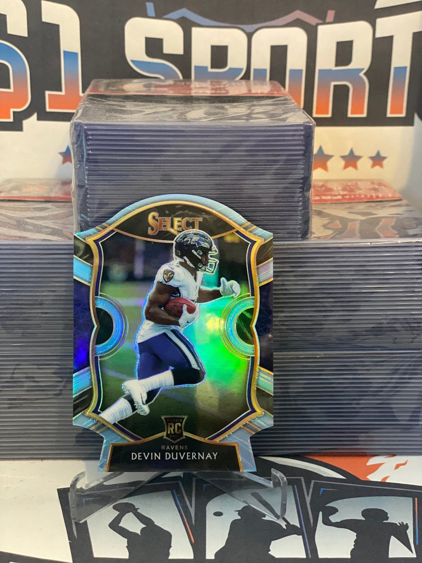 2020 Panini Select (Light Blue Die Cut Prizm) Devin Duvernay Rookie #77