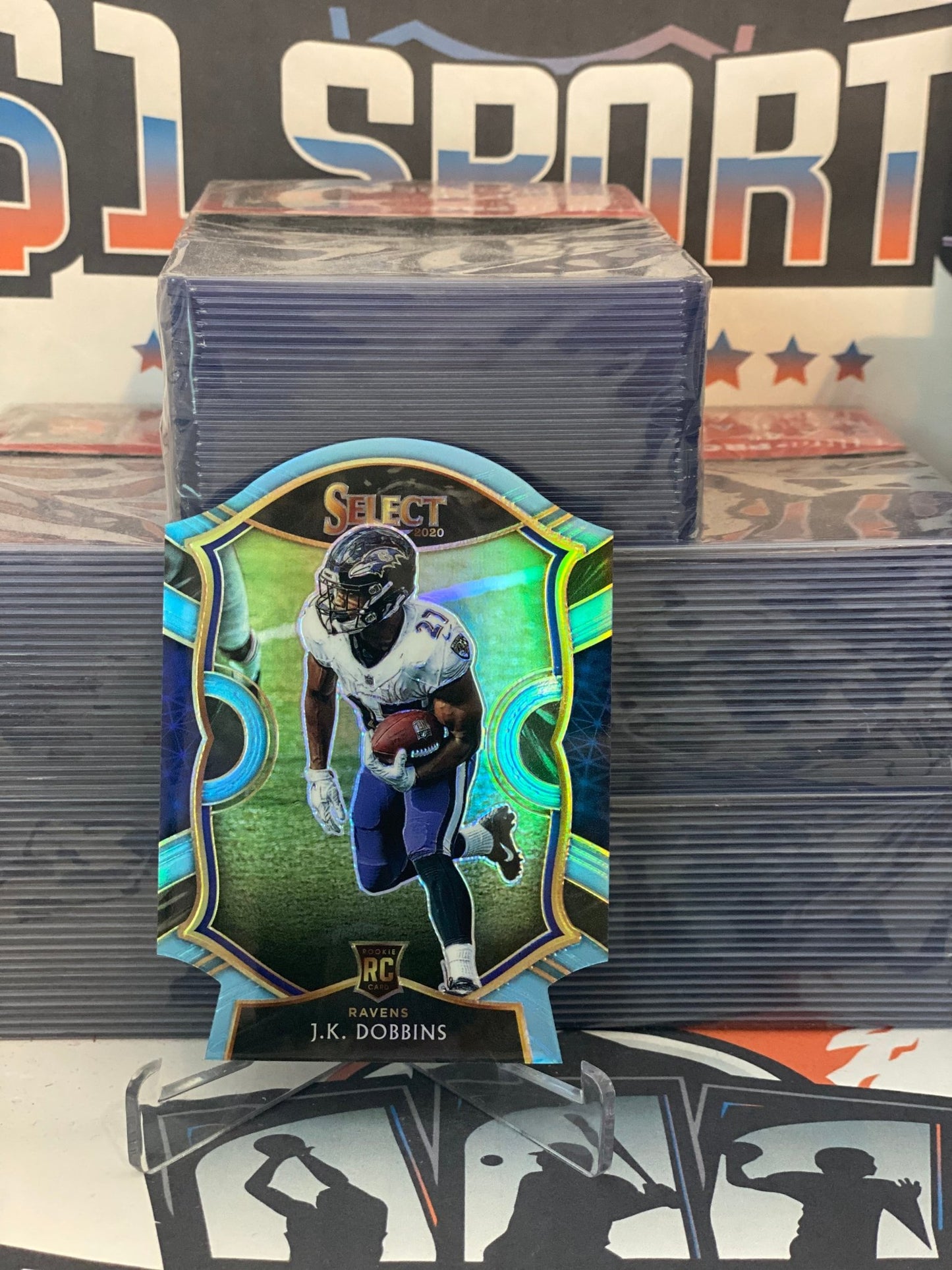 2020 Panini Select (Light Blue Die Cut Prizm) J.K. Dobbins Rookie #152