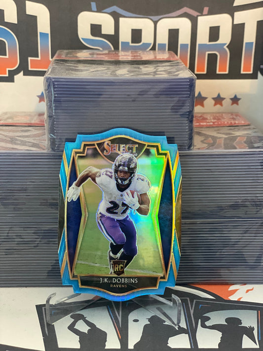 2020 Panini Select (Light Blue Die Cut Prizm) J.K. Dobbins Rookie #52