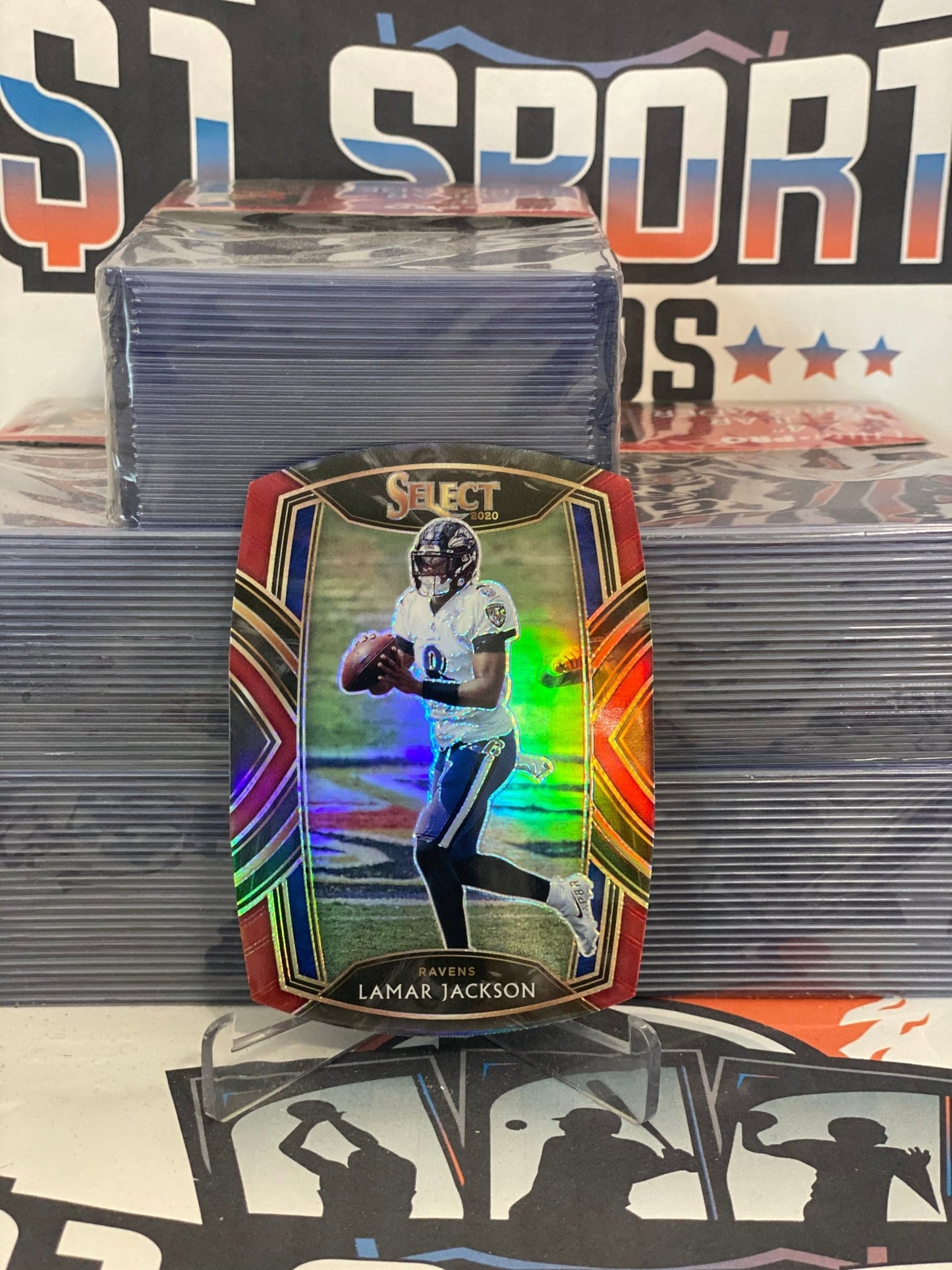 2020 Panini Select (Red Die Cut Prizm) Lamar Jackson #203