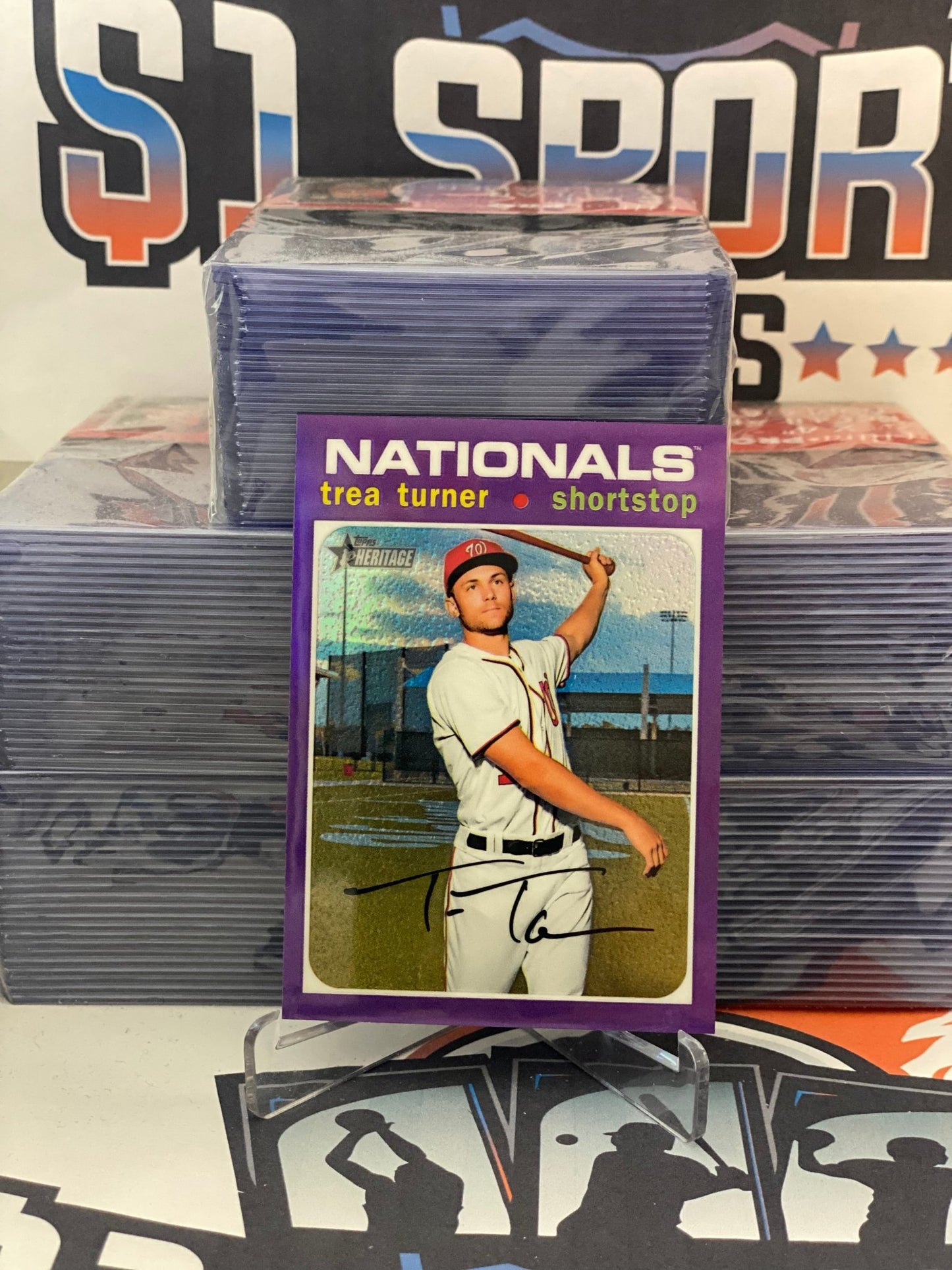 2020 Topps Heritage (Purple Refractor) Trea Turner #THC-154