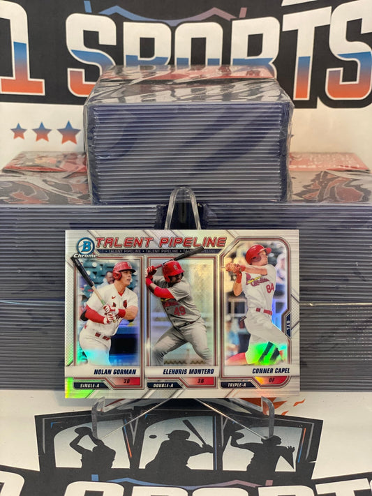 2021 Bowman Chrome (Cardinals Talent Pipeline) Nolan Gorman, Elehuris Montero, Conner Capel #TP-STL