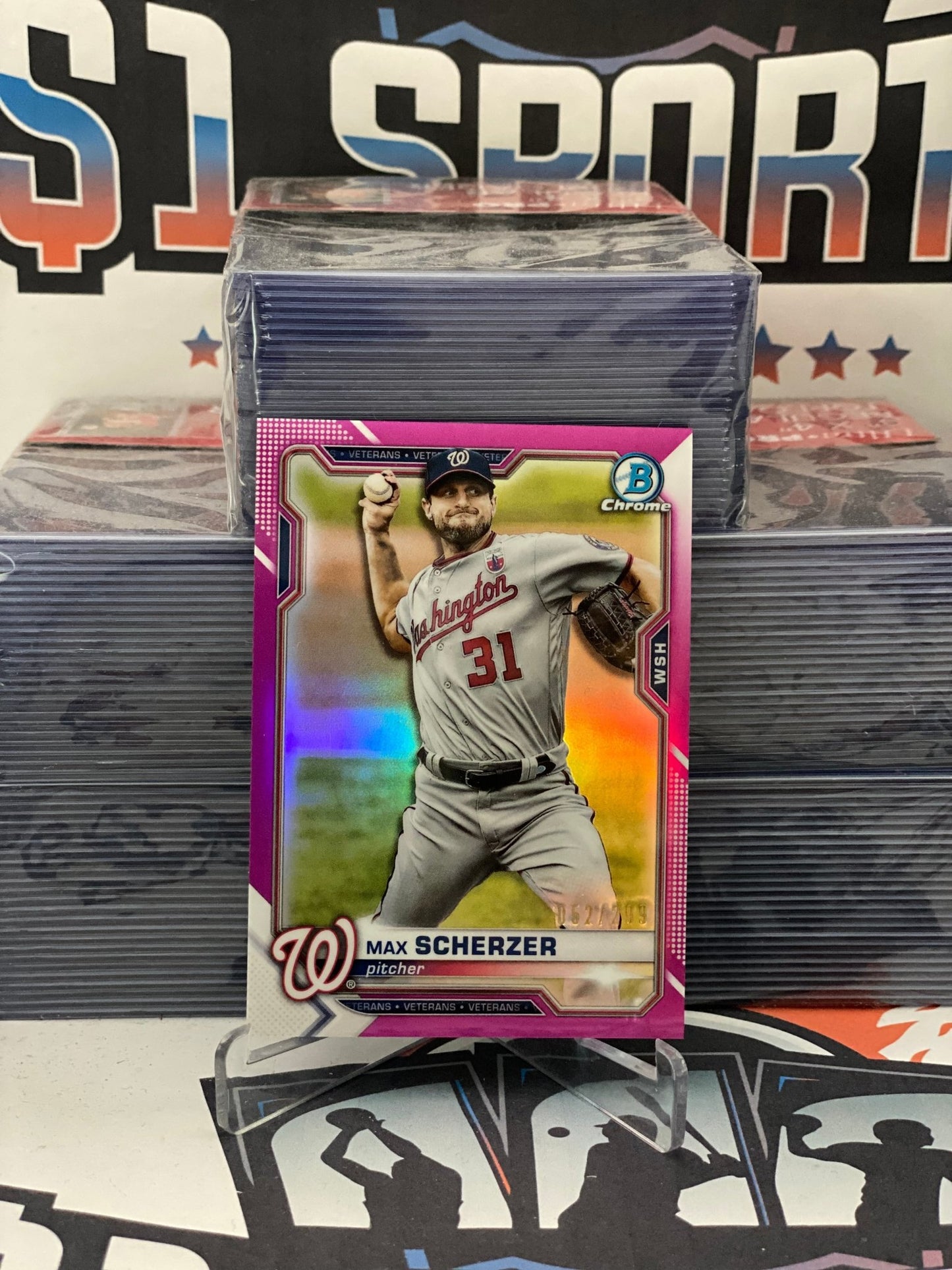 2021 Bowman Chrome (Fuscia Refractor 052/299) Max Scherzer #77