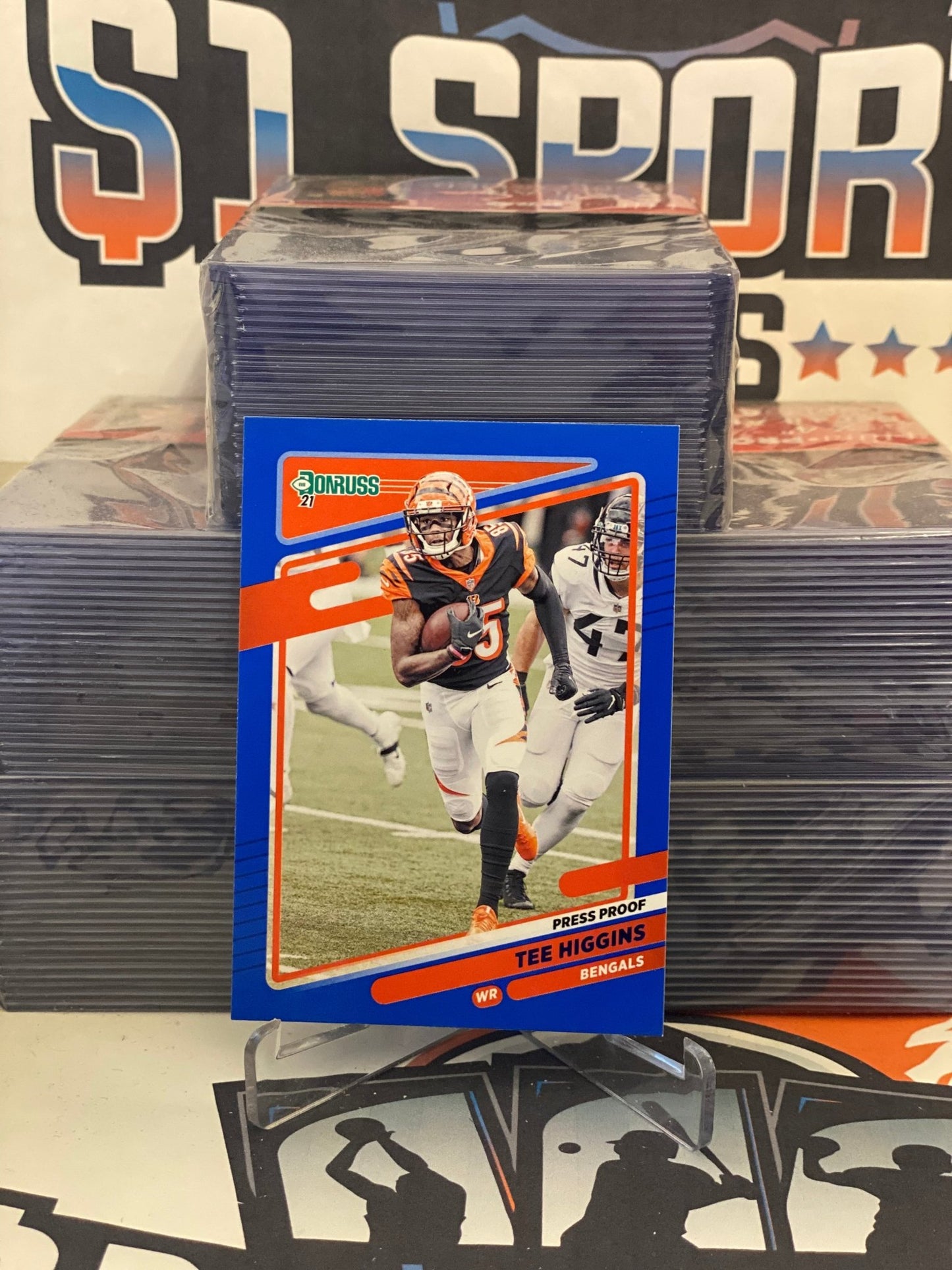 2021 Donruss (Blue, Press Proof) Tee Higgins #213