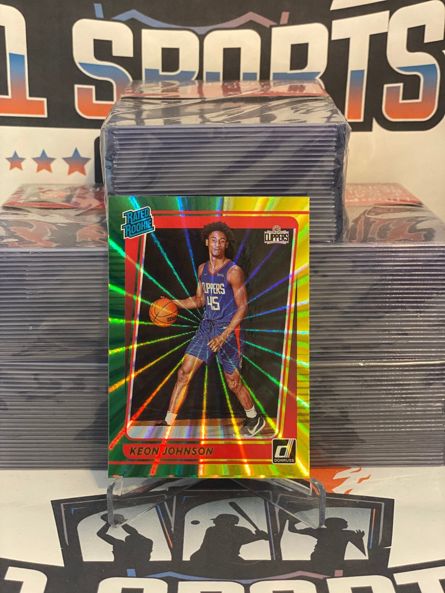 2021 Donruss (Green & Yellow Laser, Rated Rookie) Keon Johnson #242