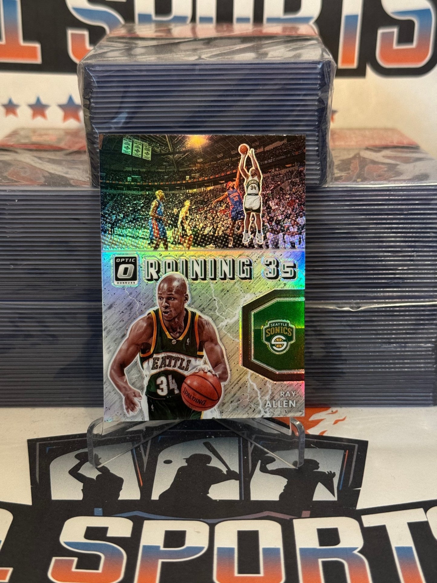 2021 Donruss Optic (Holo Prizm, Raining 3s) Ray Allen #20