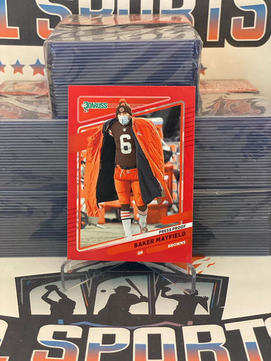 2021 Donruss (Red Press Proof, Helmetless Variation) Baker Mayfield #195
