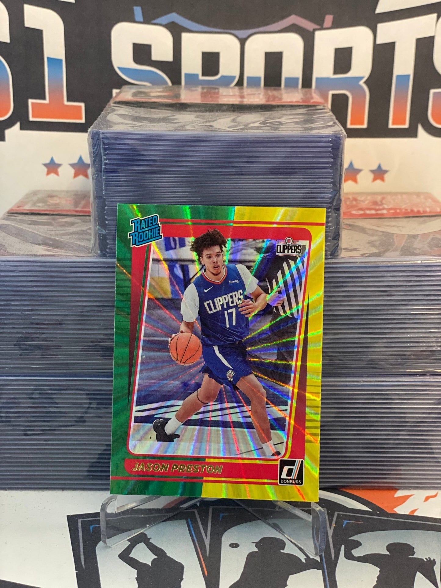 2021 Donruss (Yellow Green Laser, Rated Rookie) Jason Preston #210