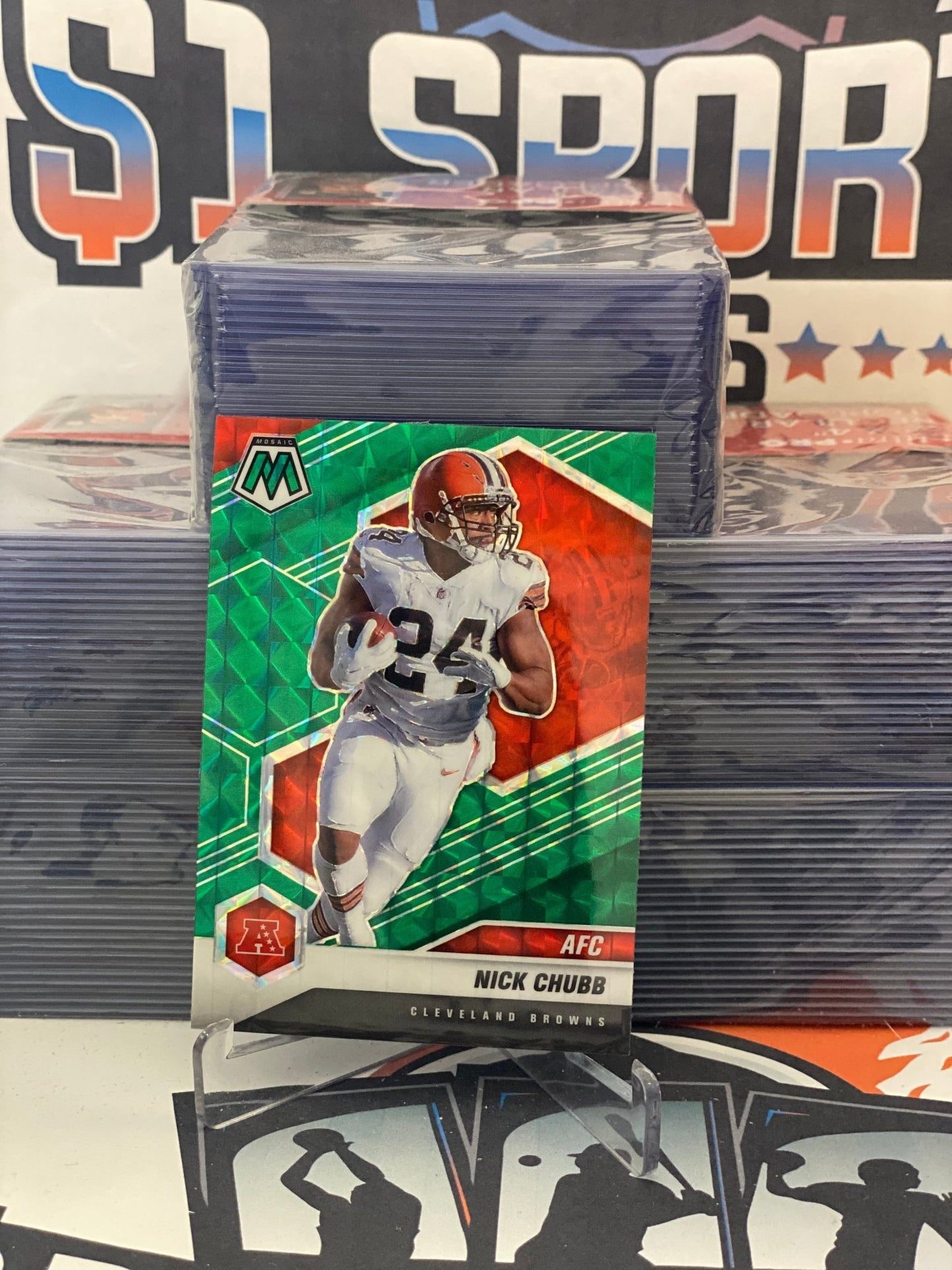 2021 Panini Mosaic (Green Prizm, AFC) Nick Chubb #231