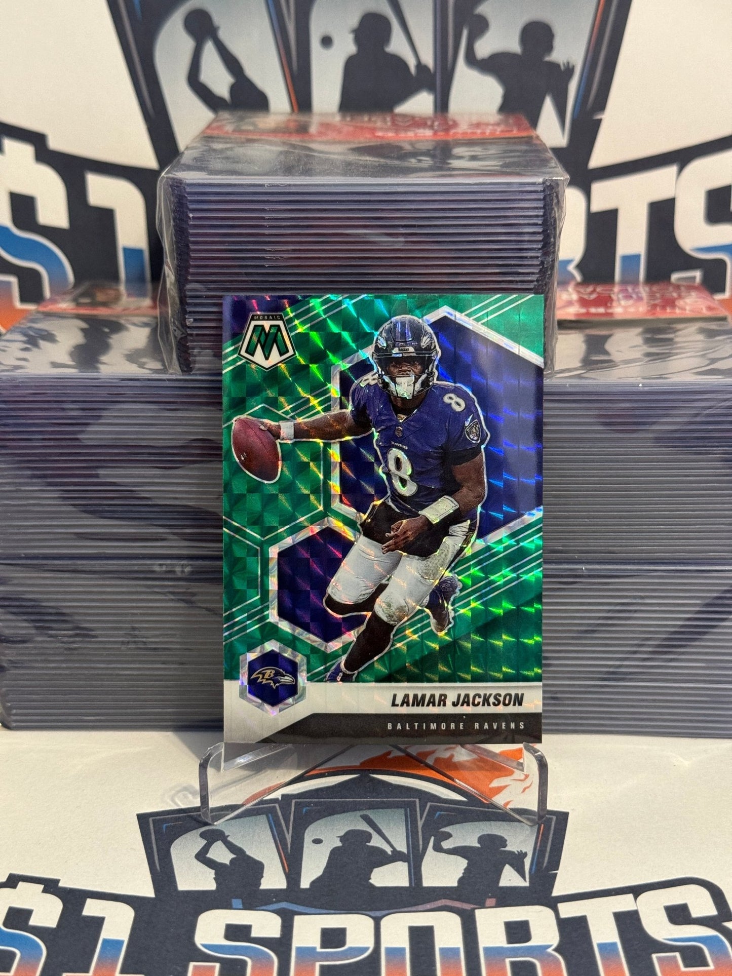 2021 Panini Mosaic (Green Prizm) Lamar Jackson #19