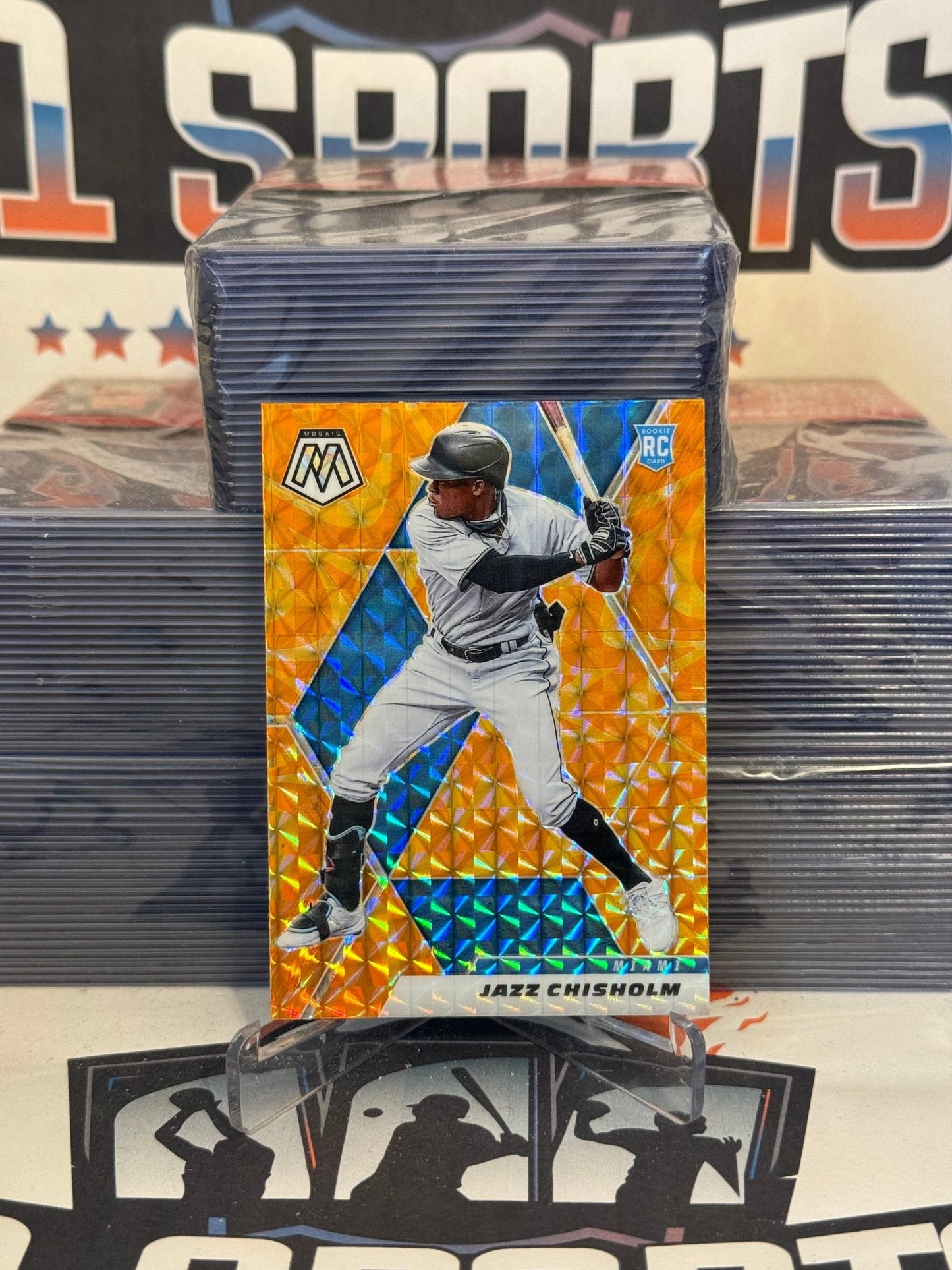 2021 Panini Mosaic (Orange Reactive Prizm) Jazz Chisholm Jr. Rookie #243