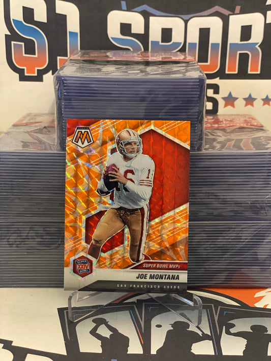 2021 Panini Mosaic (Orange Reactive Prizm, Super Bowl MVPs) Joe Montana #293